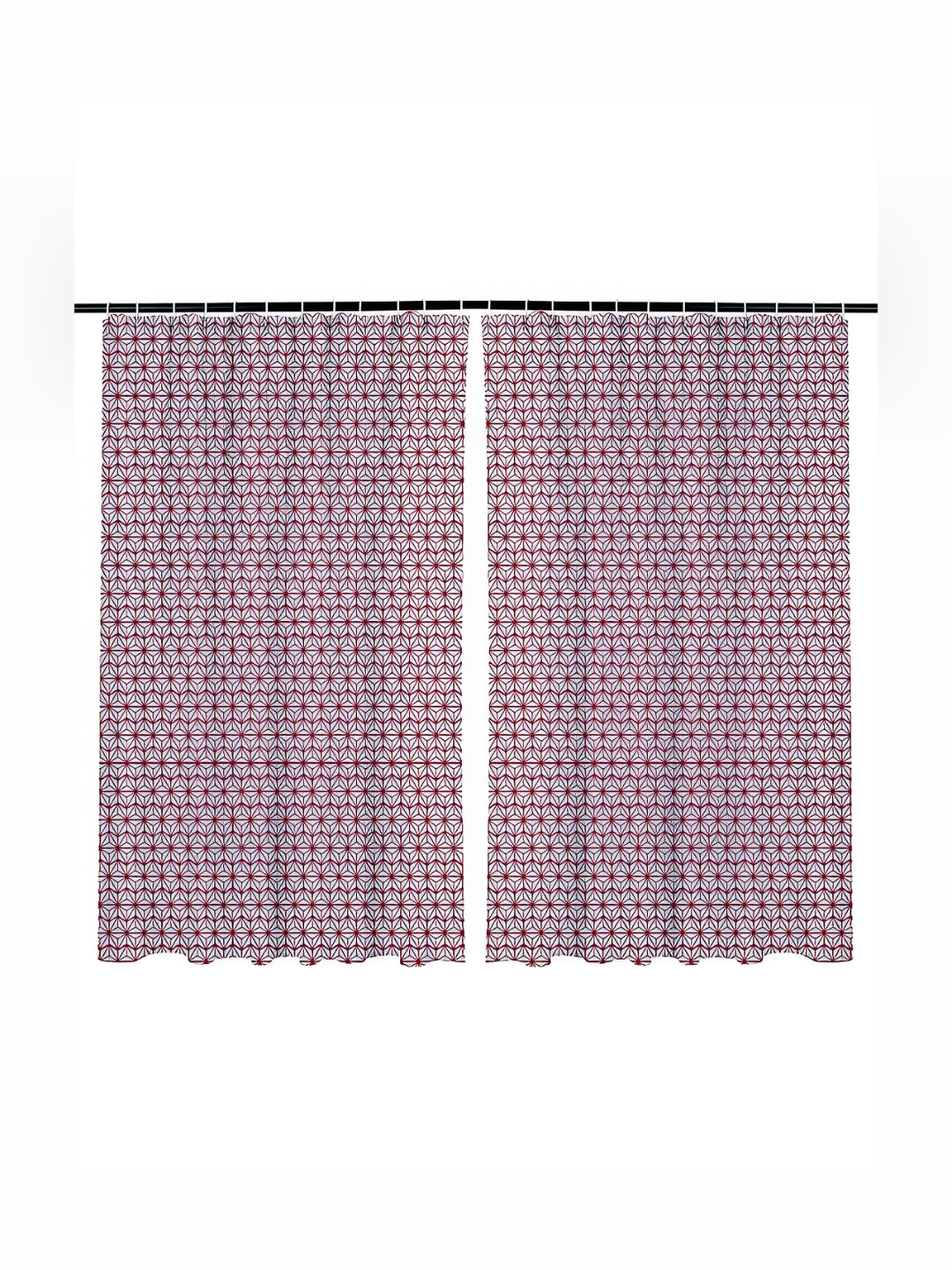 Kuber Industries 2 Pieces Brown & White Printed Self Star Shower Curtain With Hooks