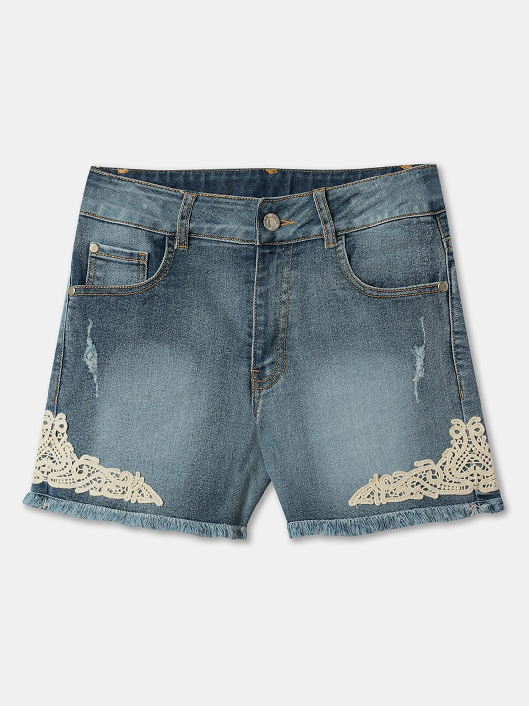 R&B Girls Washed Denim Shorts Technology