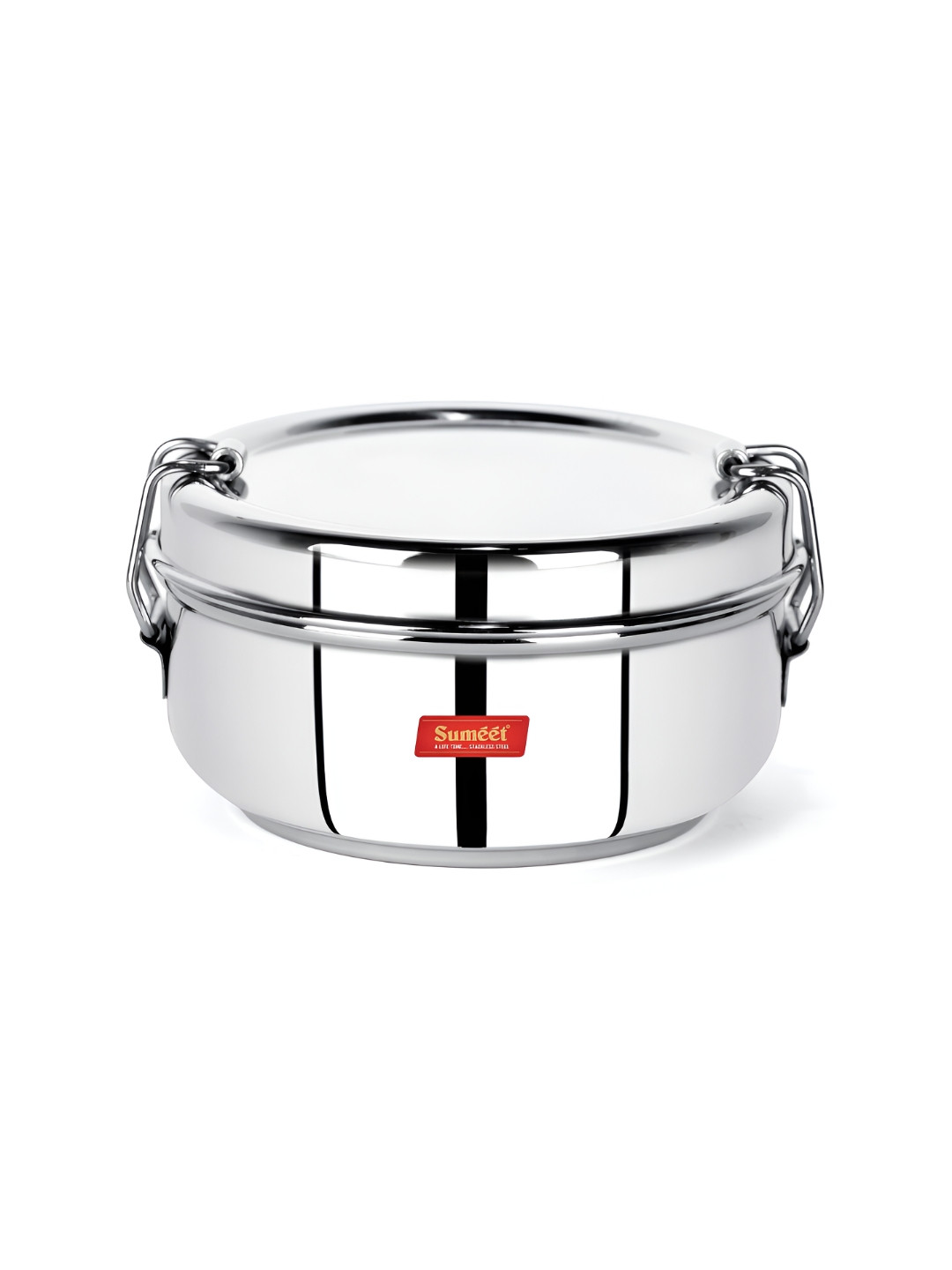 Sumeet Food Pack Steel Solid Stainless Steel Dishwasher Safe Lunch Box With Spoon and Fork