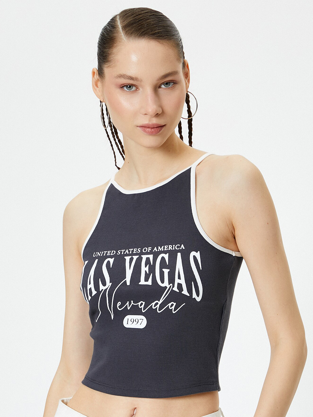 Koton Print Halter Neck Cotton Top