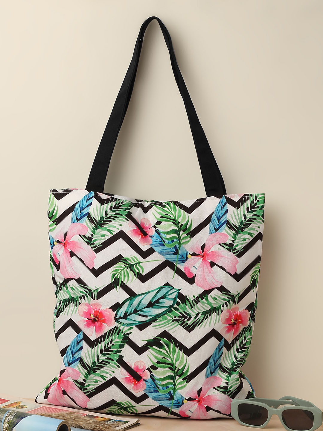 The Purple Tree Floral Printed Canvas Tote Bag