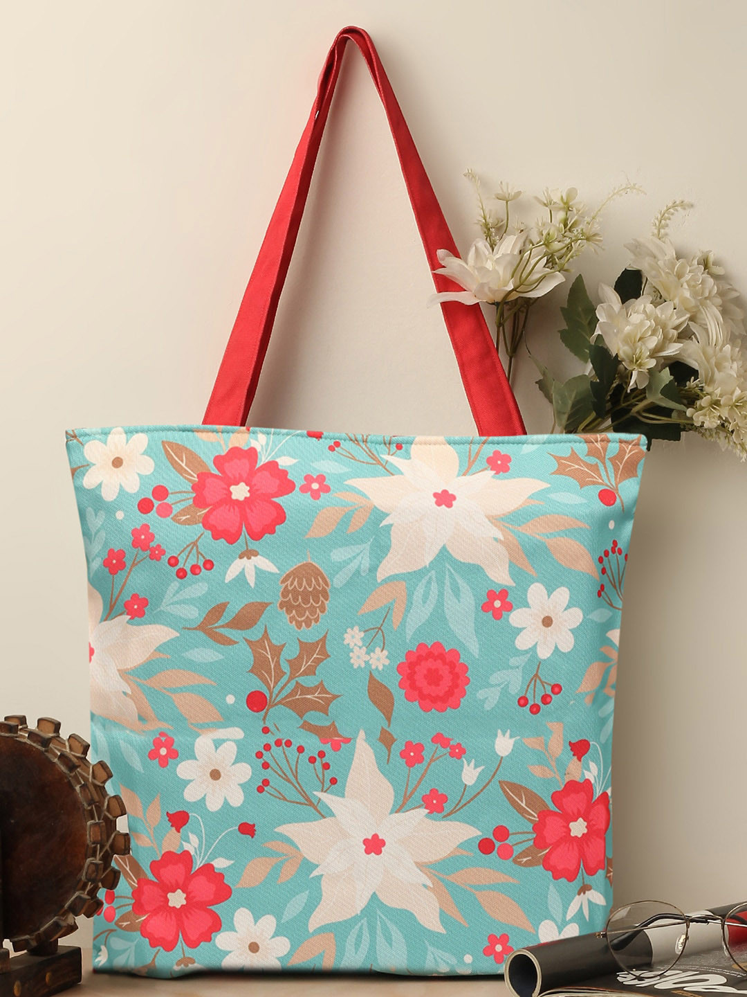 The Purple Tree Floral Printed Structured Tote Bag