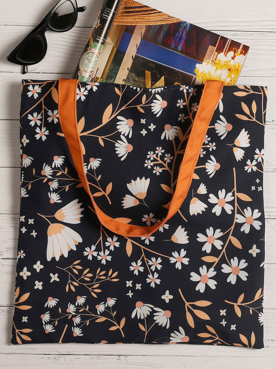 The Purple Tree Floral Printed Oversized Shopper Tote Bag with Tasselled