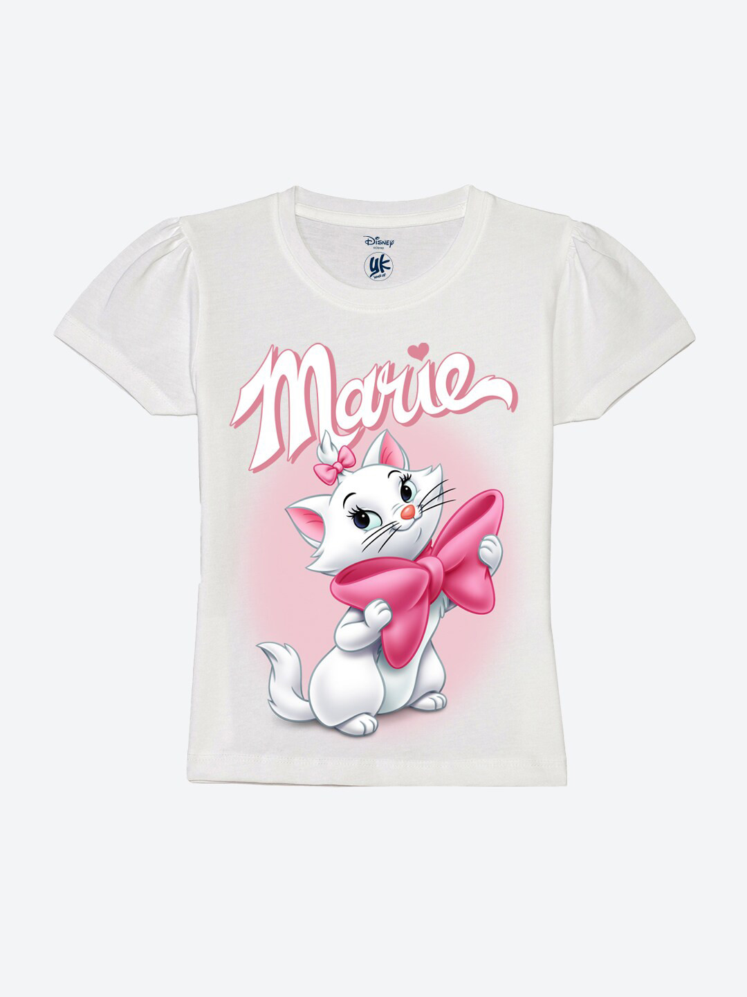 YK Disney Girls Printed V-Neck Pure Cotton Raw Edge T-shirt