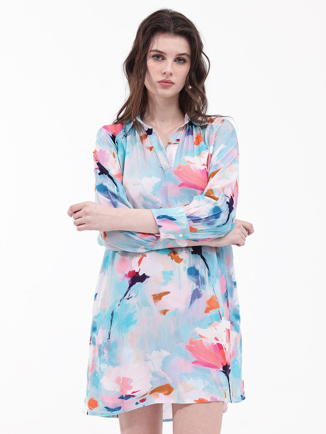 RAREISM Women Multi Regular Fit Regular Sleeve Drop Collar Dress