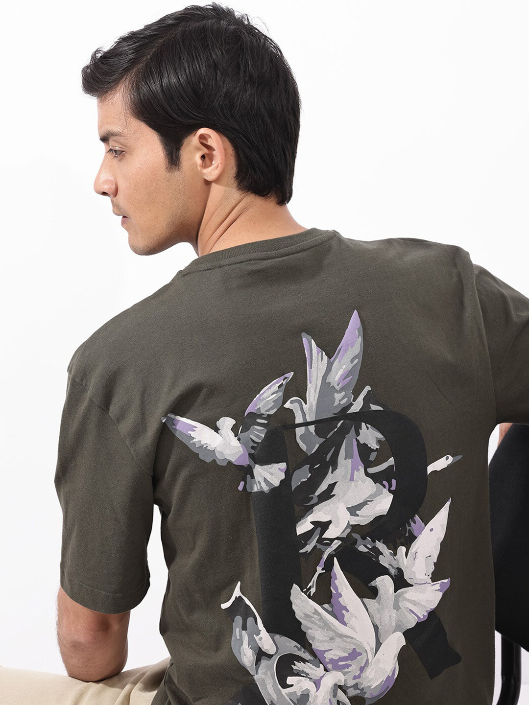 RARE RABBIT Men Magiq Printed Oversized T-Shirt