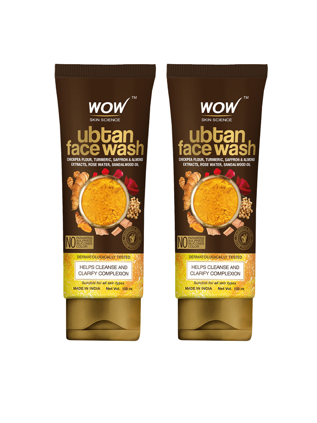 WOW SKIN SCIENCE Set of 2 Ubtan Foaming Face Wash - 100 ml each