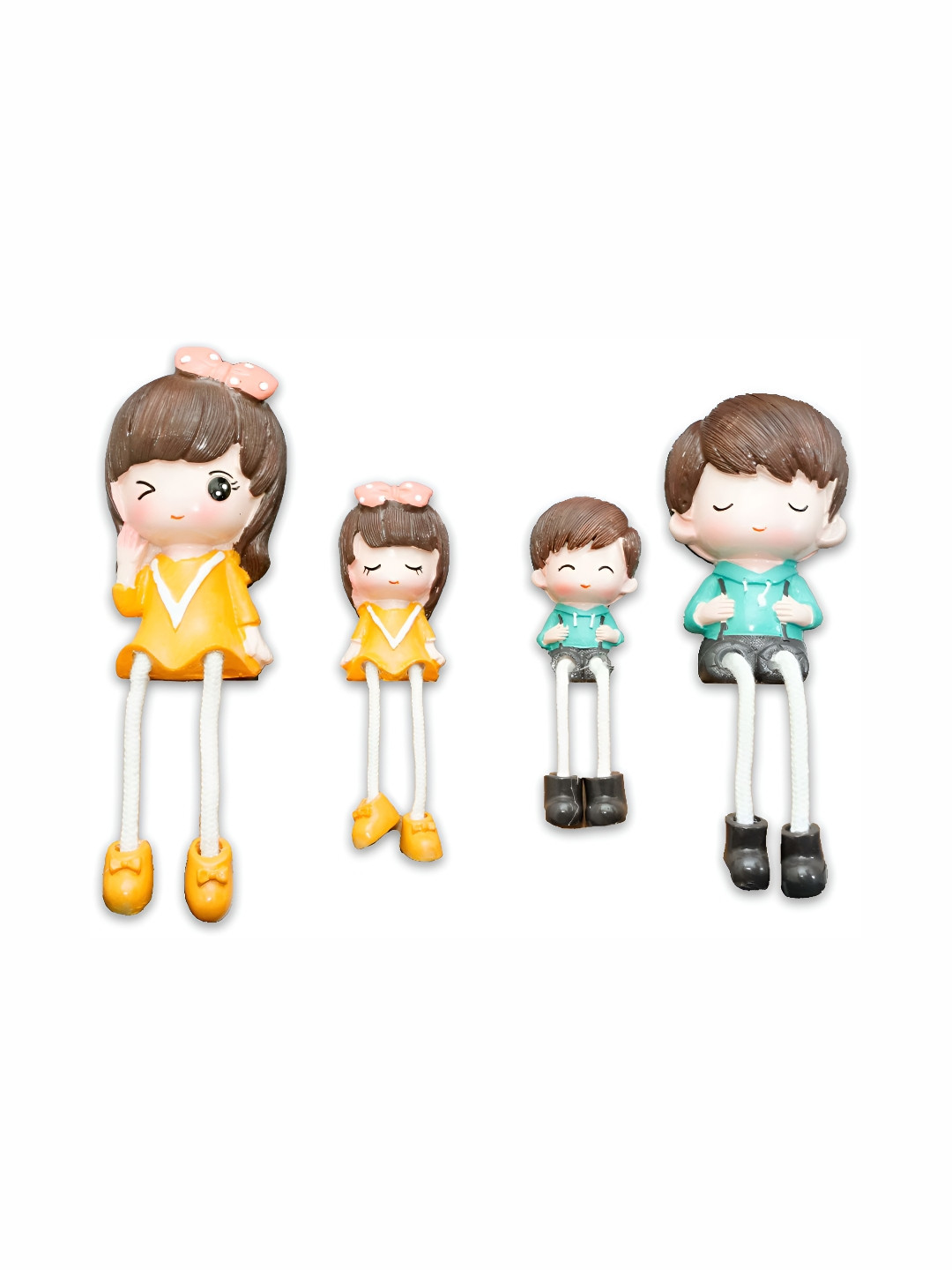 Sigaram Human Yellow Polyresin Matte Living Room Set of 4 Medium Showpieces - 7.1 Inches