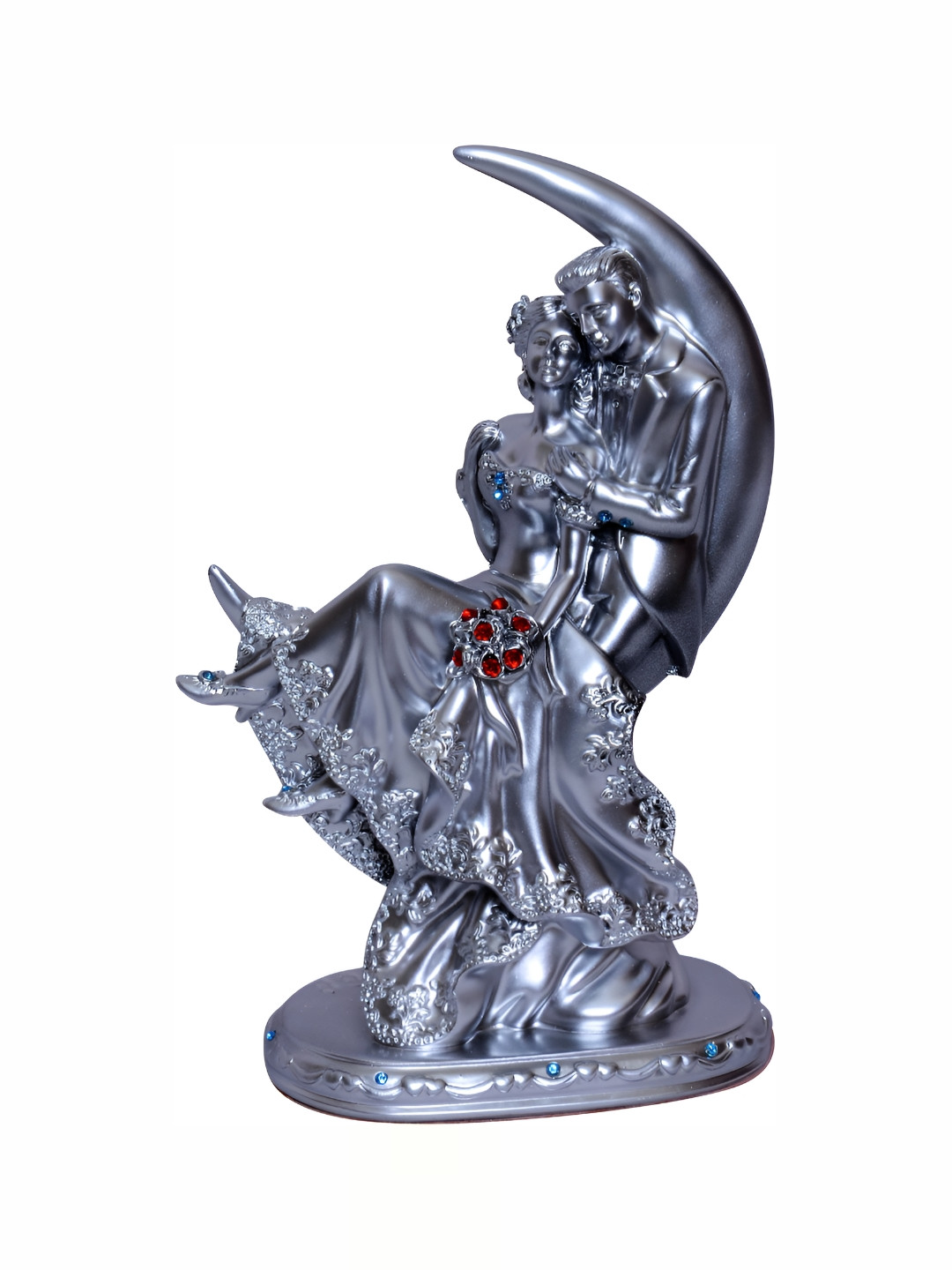 Sigaram Love Couple Multicoloured Polyresin Glossy Living Room Medium Showpiece -