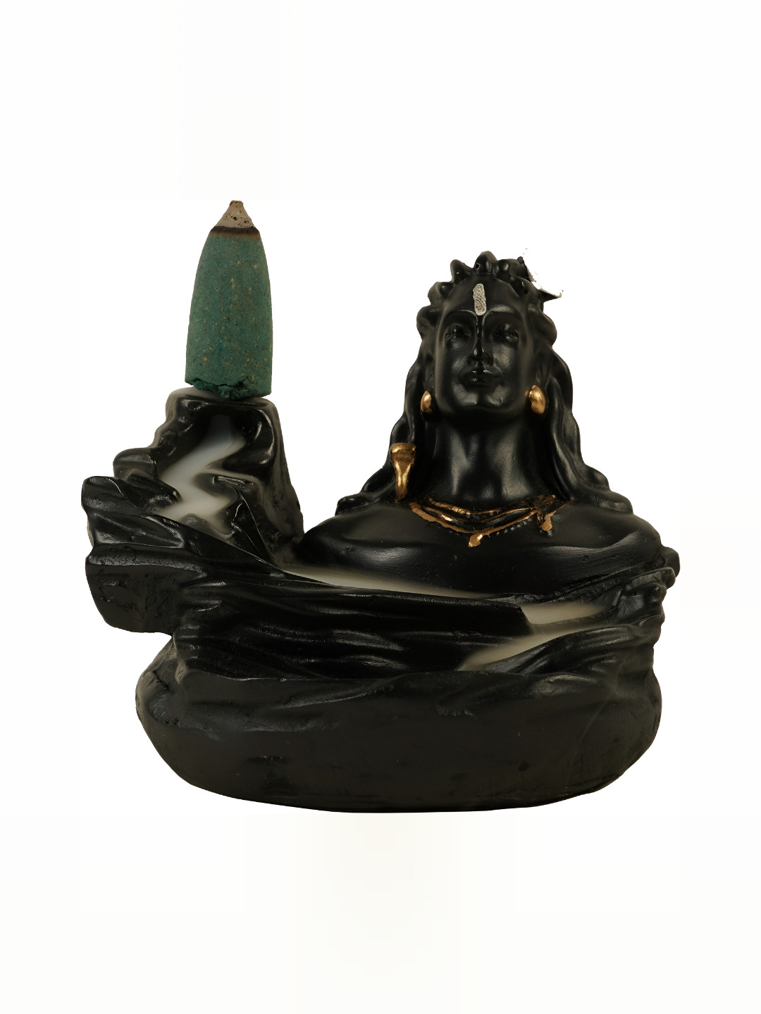 Sigaram Adiyogi Fog Backflow Burner Multicoloured Polyresin Glossy Prayer Room Tiny Showpiece - 3.1 Inches