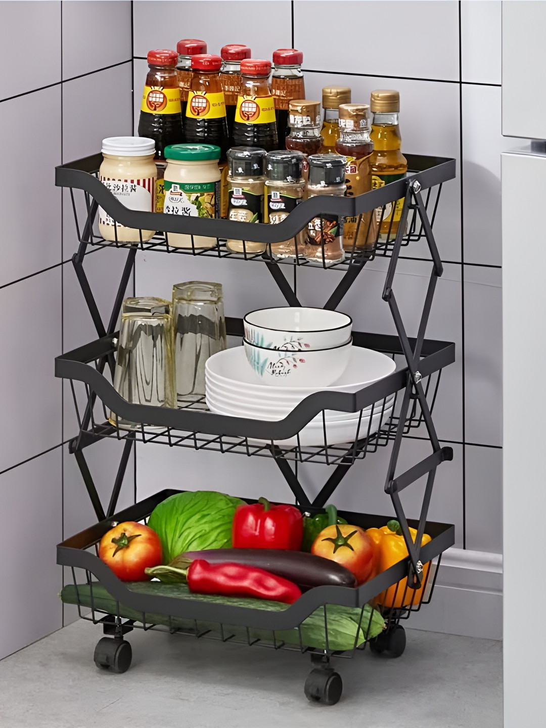 The Better Home Black Metal Fruit and Vegetable Basket