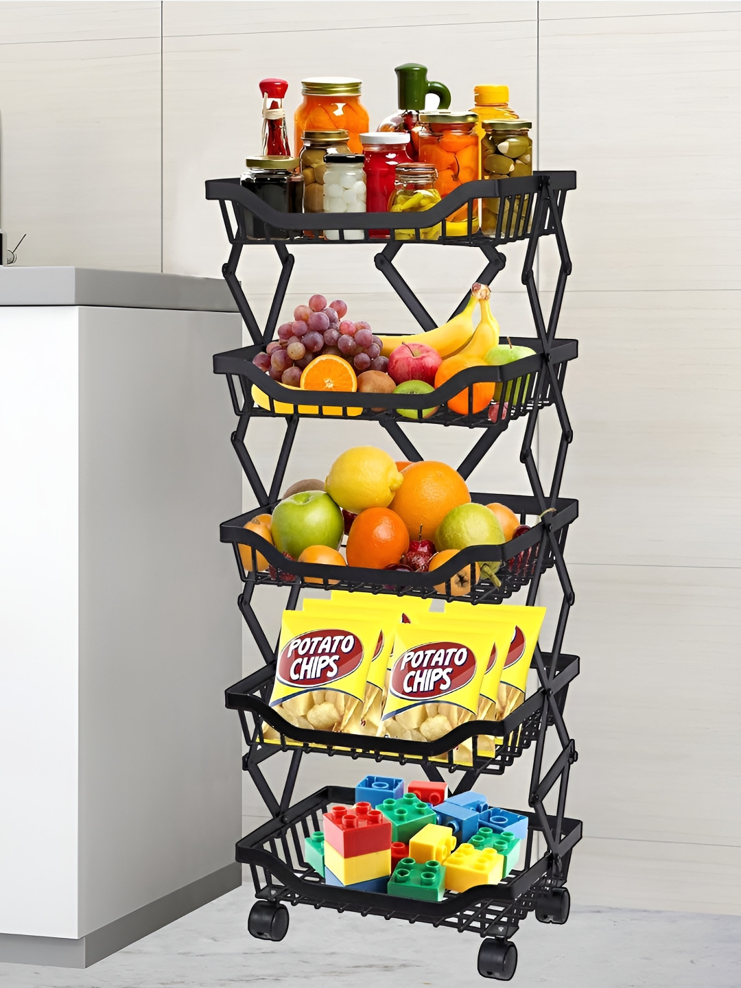 The Better Home Black Metal Fruit and Vegetable Basket