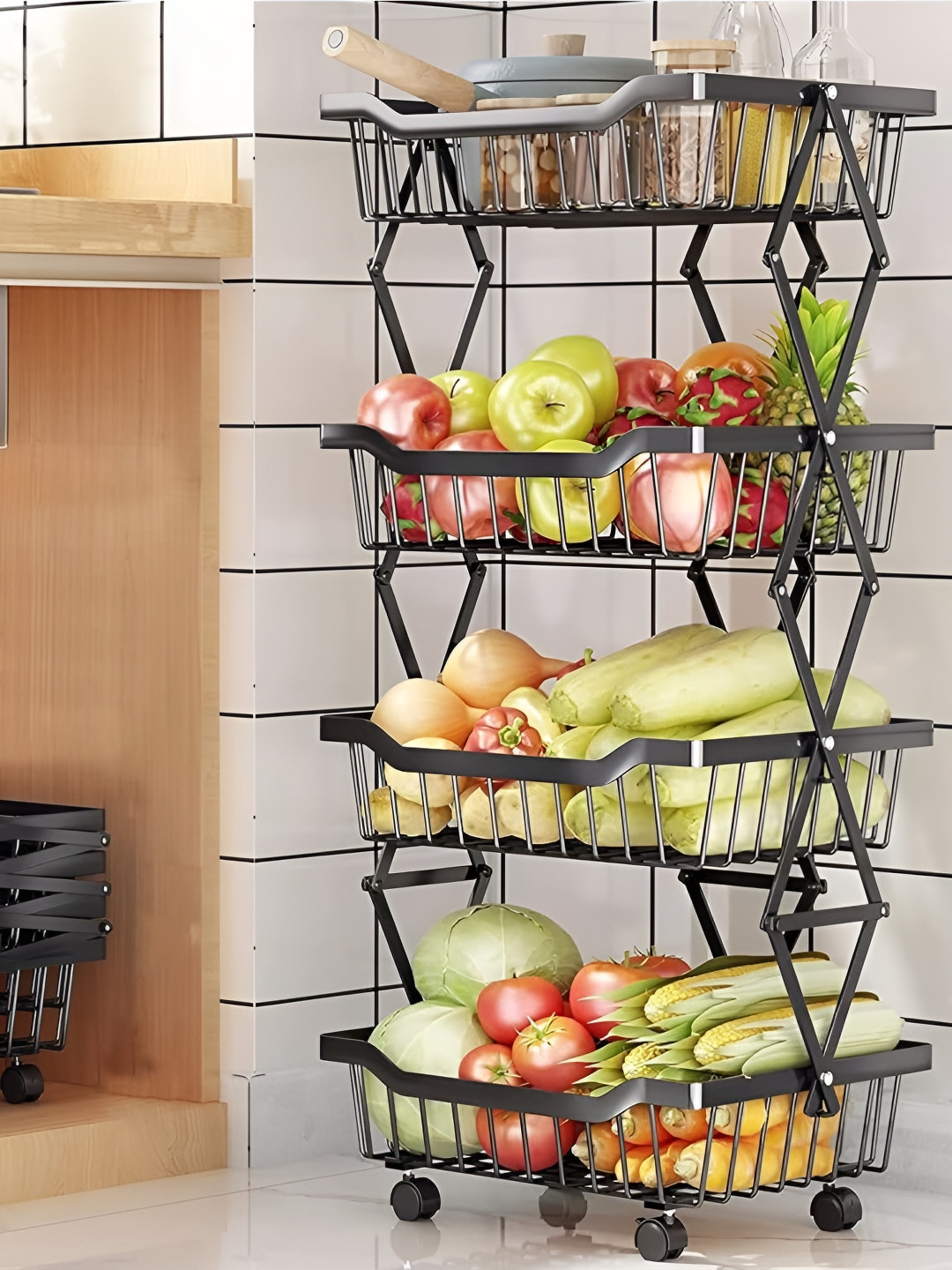 The Better Home Black Metal Fruit and Vegetable Basket
