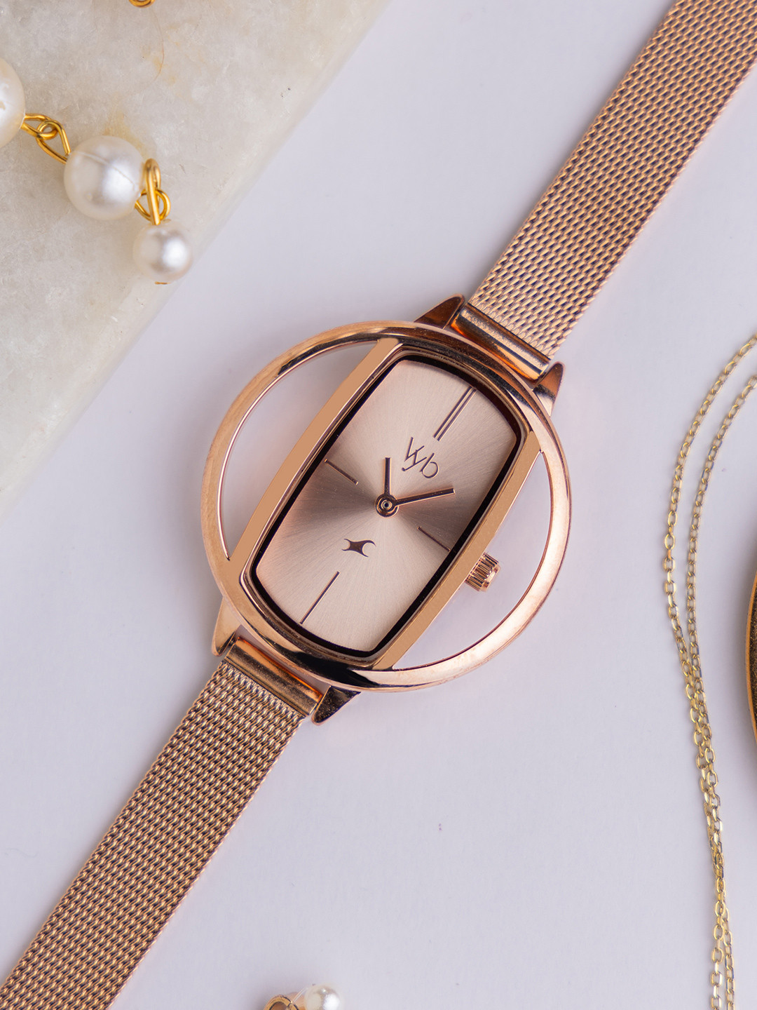 Fastrack Vyb Charmer Women Embellished Dial Bracelet Style Analogue Watch FV60037WM01W