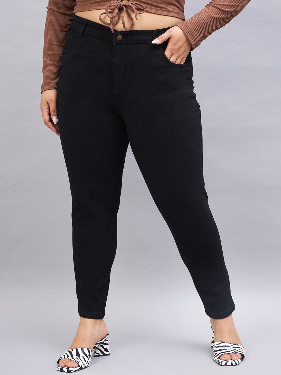 Orchid Blues Women Plus Size Skinny Fit High-Rise Clean Look Stretchable Jeans