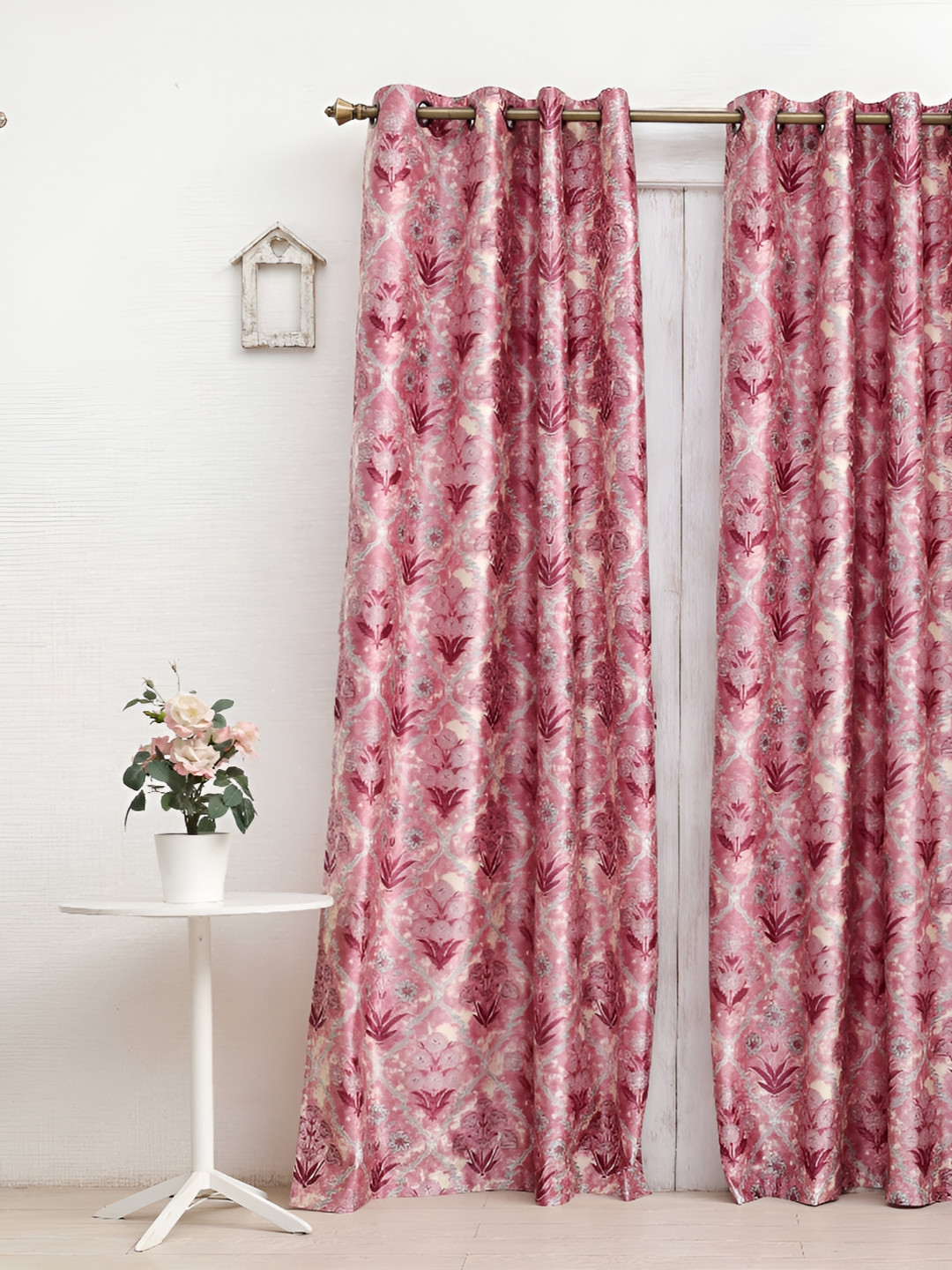 Ariana Rose & Grey Floral Eyelet Door Curtain
