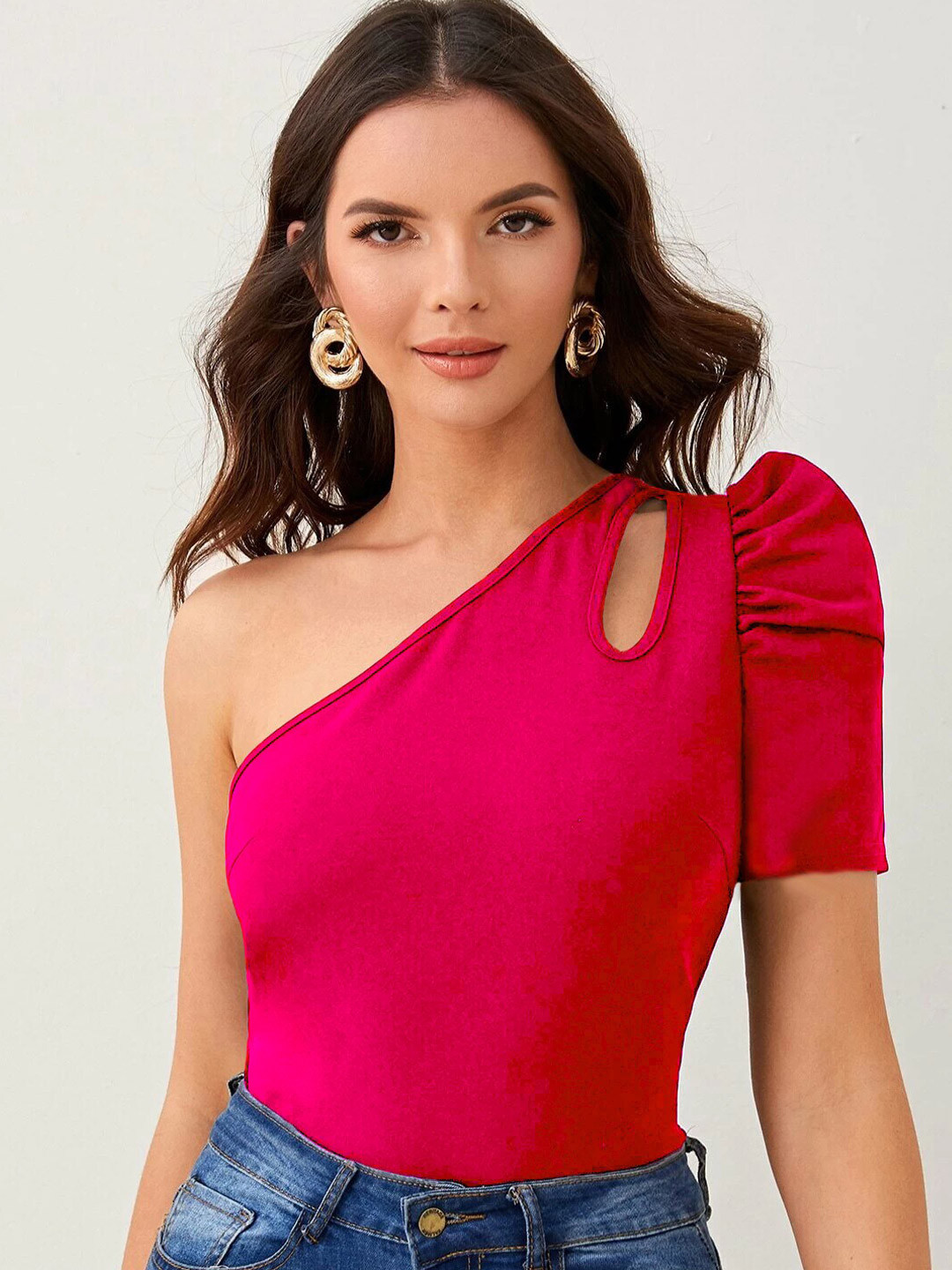 RARE One Shoulder Puff Sleeve Top