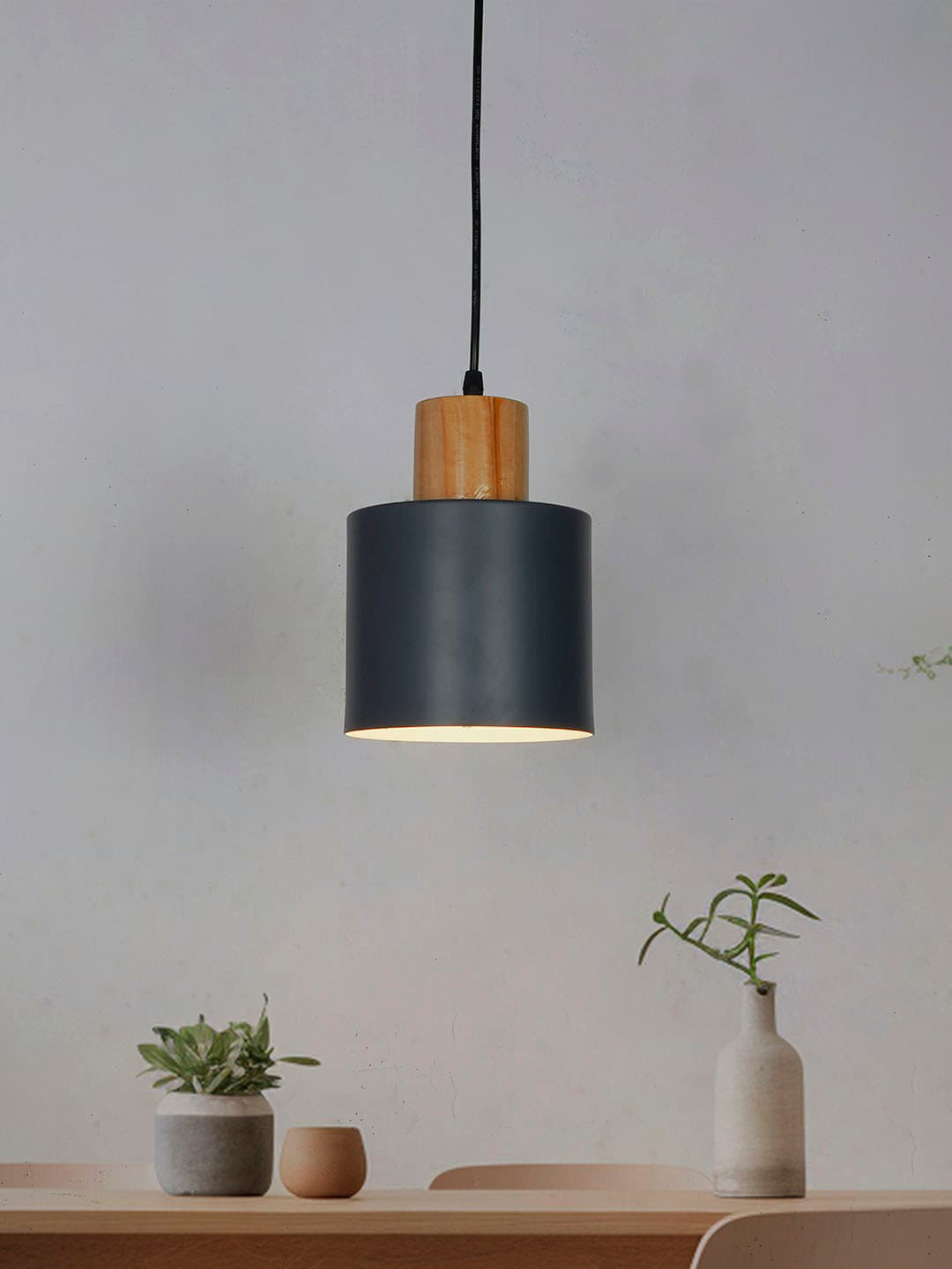 Fos Lighting Grey Printed Metal Cylinder Contemporary Ceiling Lamps
