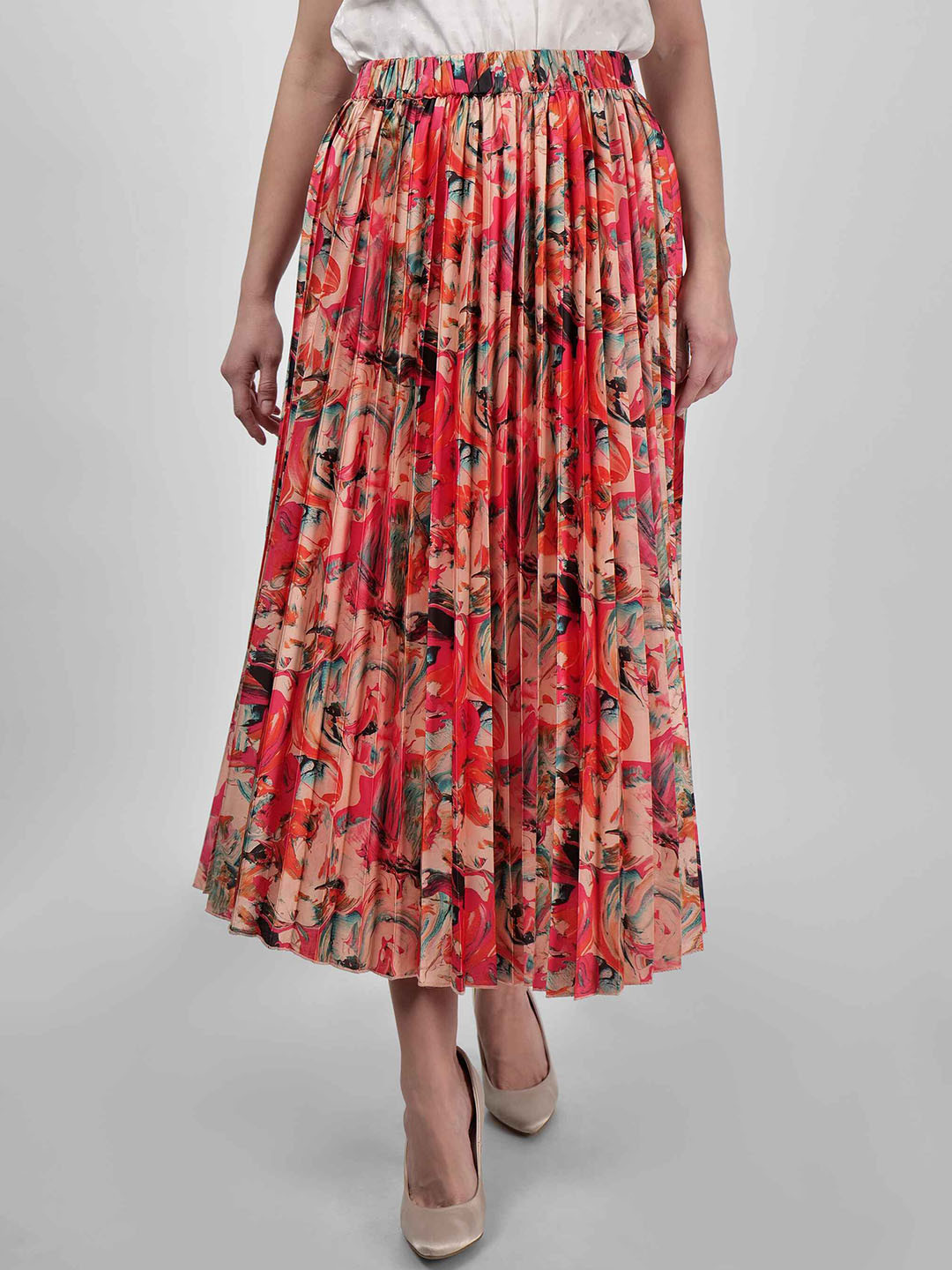 DRIRO Spring Floral Printed Midi Skirt