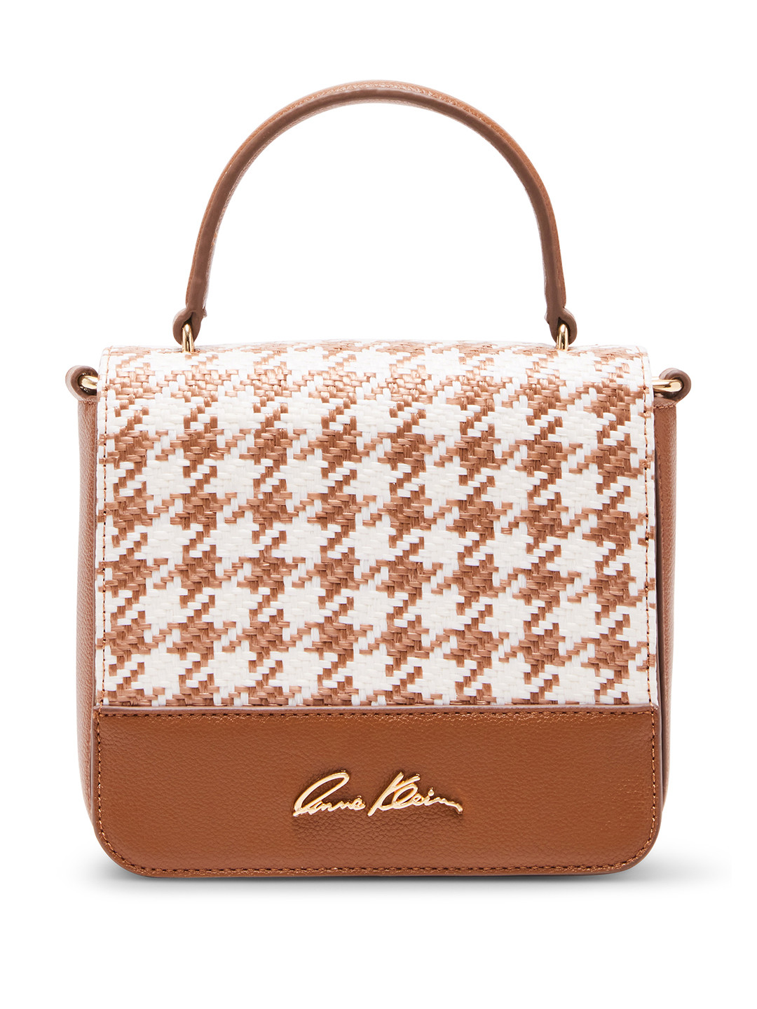 ANNE KLEIN Basket Weave Textured Structured Satchel Bag