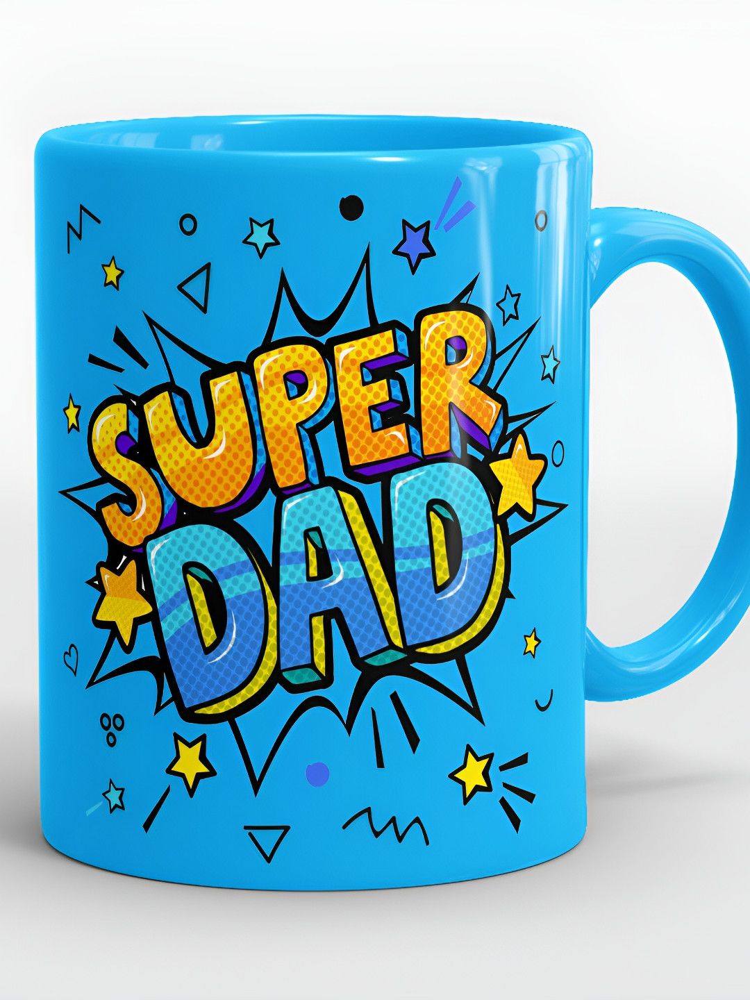 SUBLIKRAFT Blue & Yellow Printed Ceramic Dishwasher Safe Glossy Finish Mug 350 ml