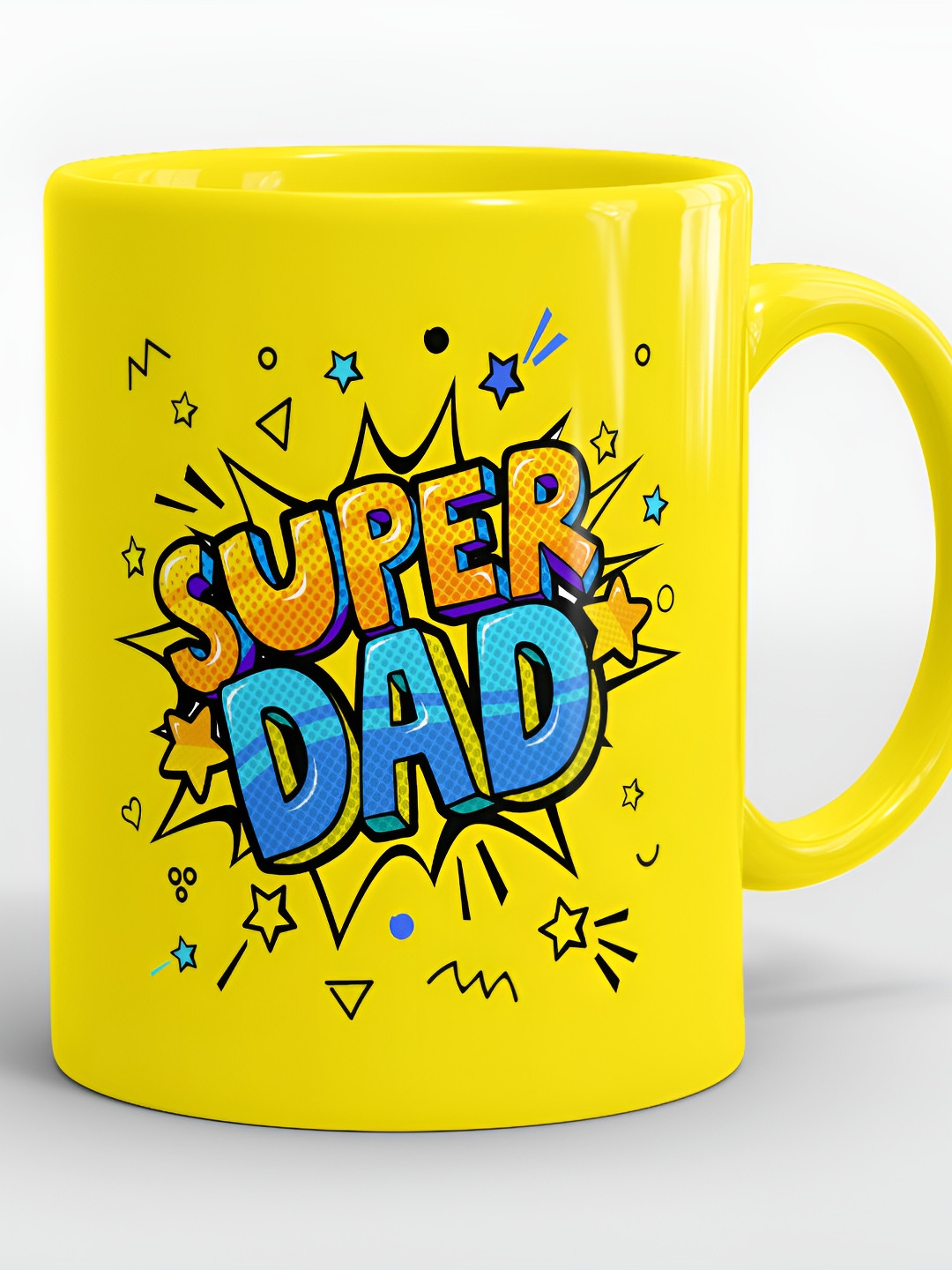 SUBLIKRAFT Yellow & Blue Printed Ceramic Dishwasher Safe Glossy Finish Mug 350 ml