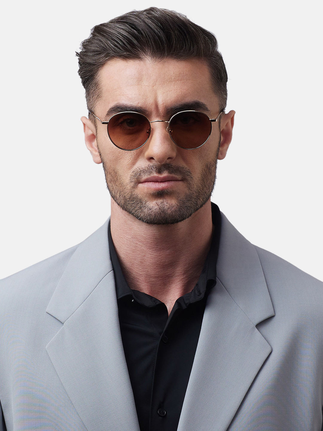 Shisen Fox YAMATO Unisex Round Sunglasses SG137-Gold