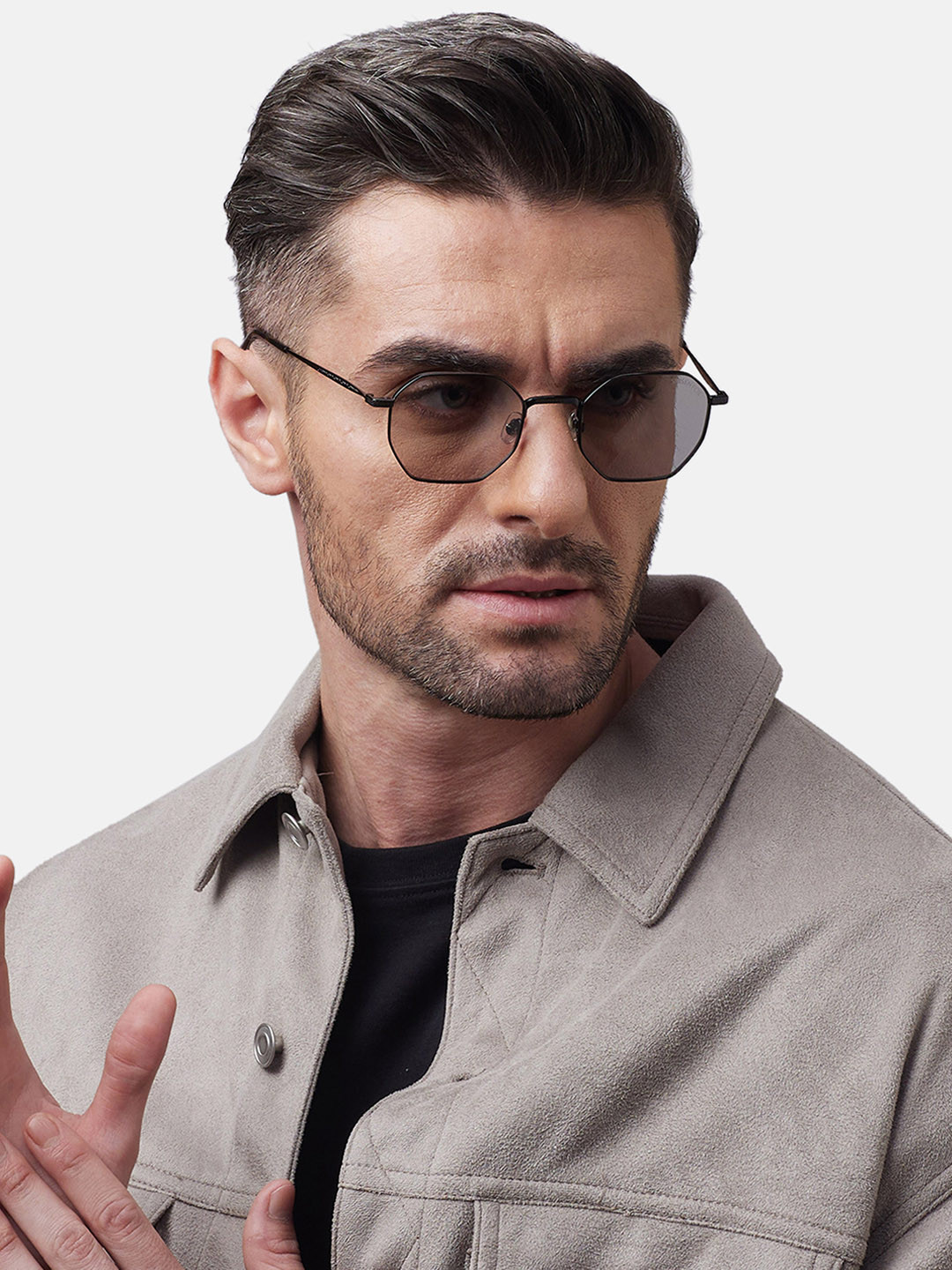 Shisen Fox OKITA Unisex Aviator Sunglasses SG122-Black