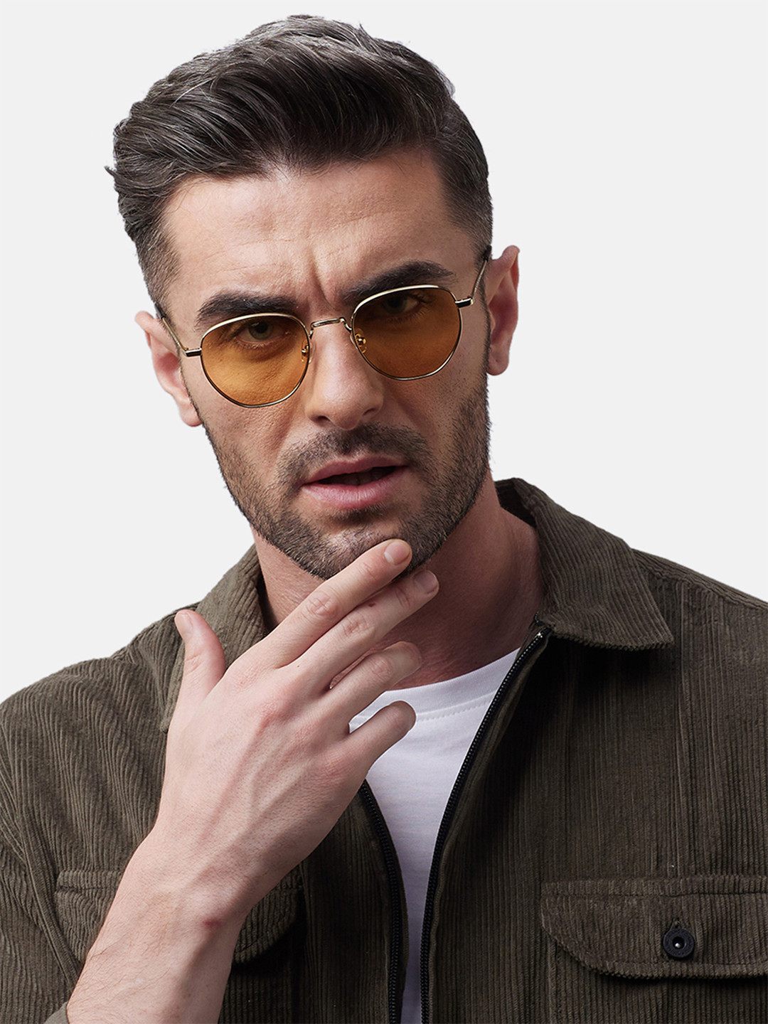 Shisen Fox FUJI Unisex Aviator Sunglasses SG132-Yellow