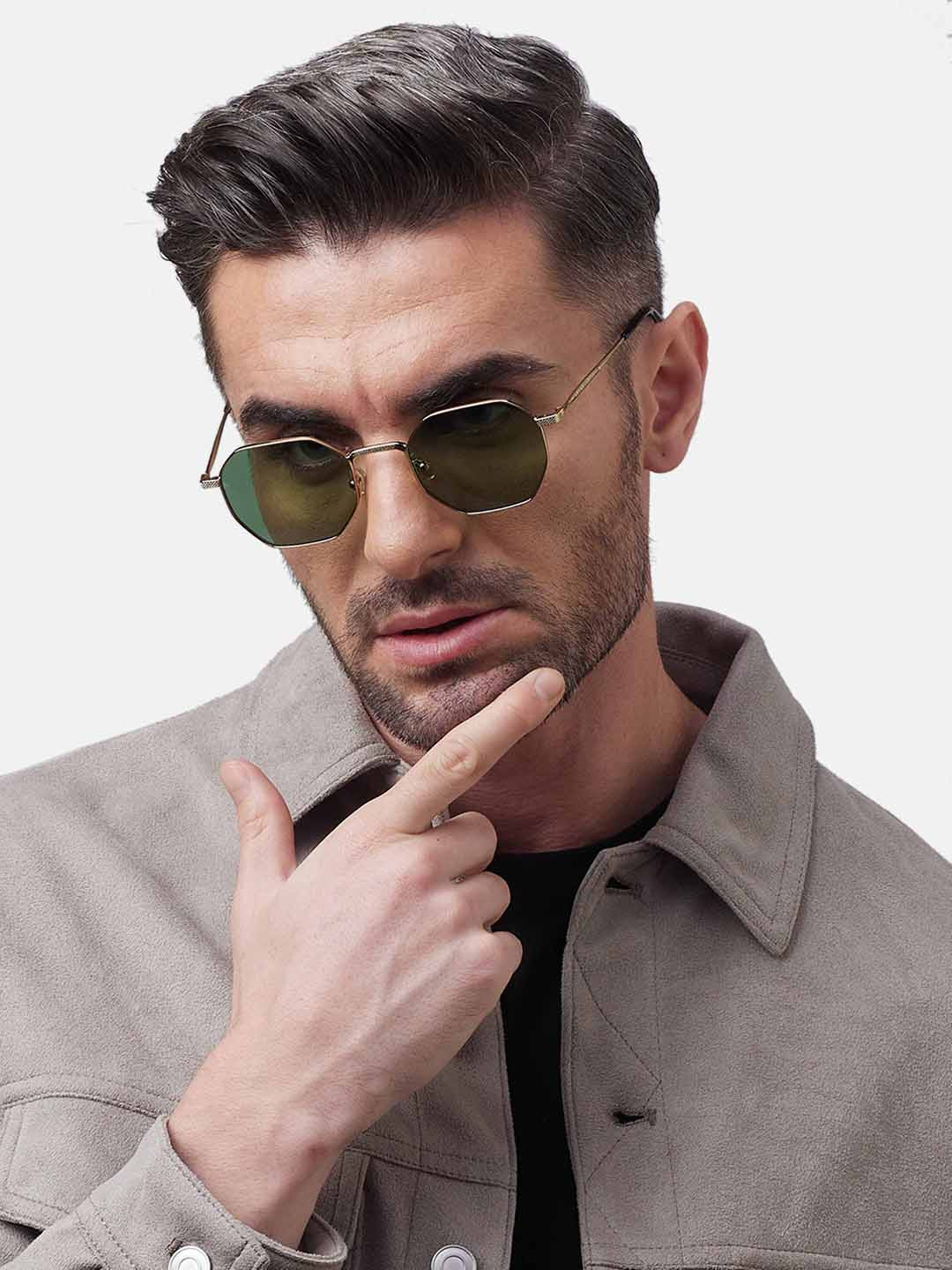 Shisen Fox OKITA Unisex Aviator Sunglasses SG120-Green