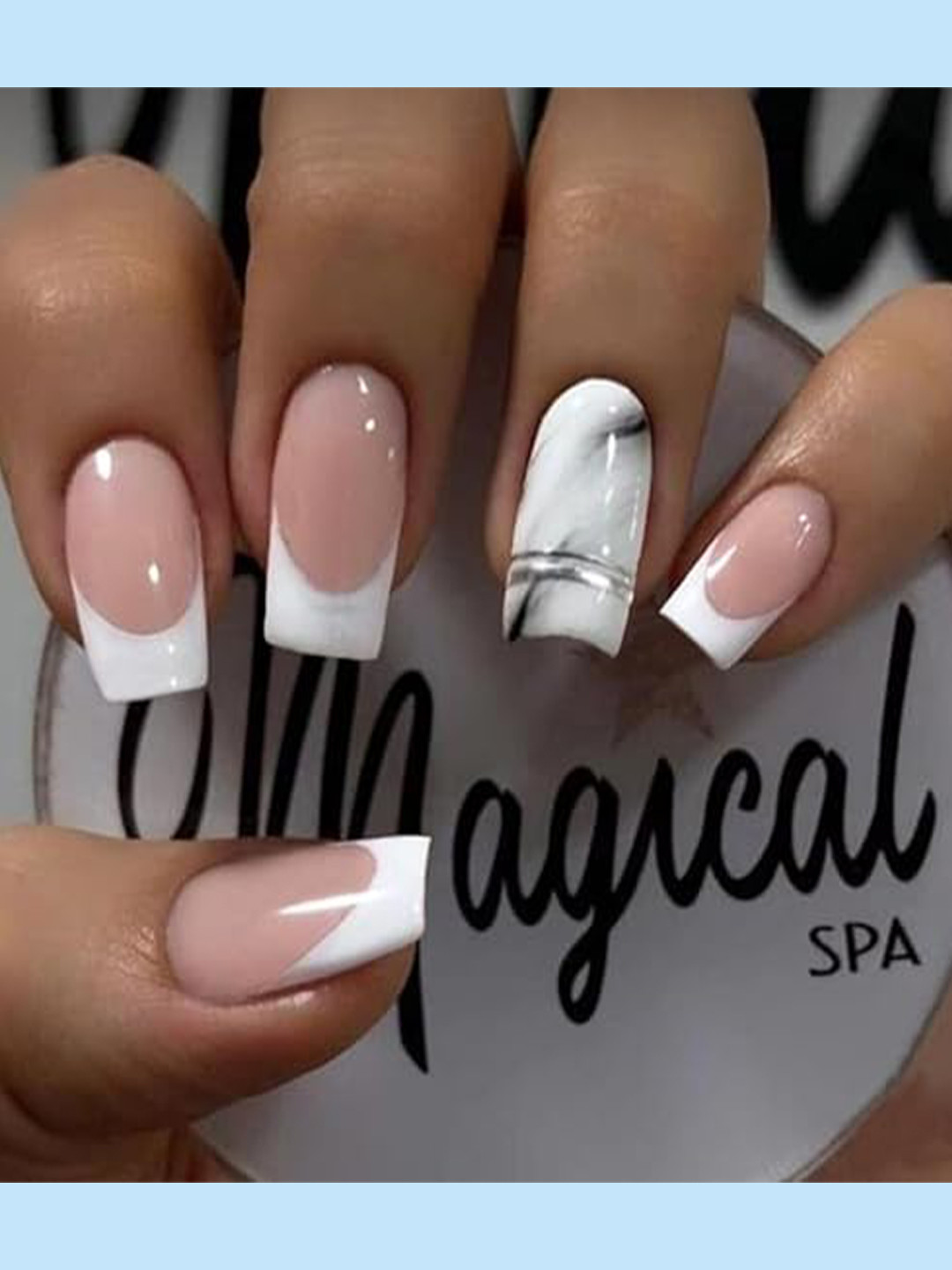 Secret Lives 24-Pcs Tips with Designs Artificial Nails - Skin White Black