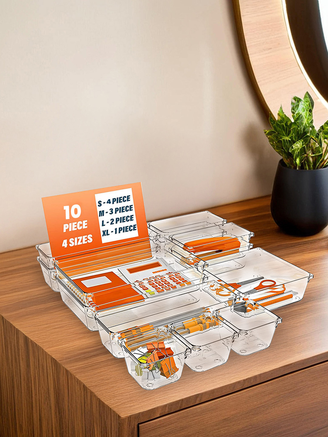 Kuber Industries Transparent 10 Pieces Reusable Desk Organiser Organisers