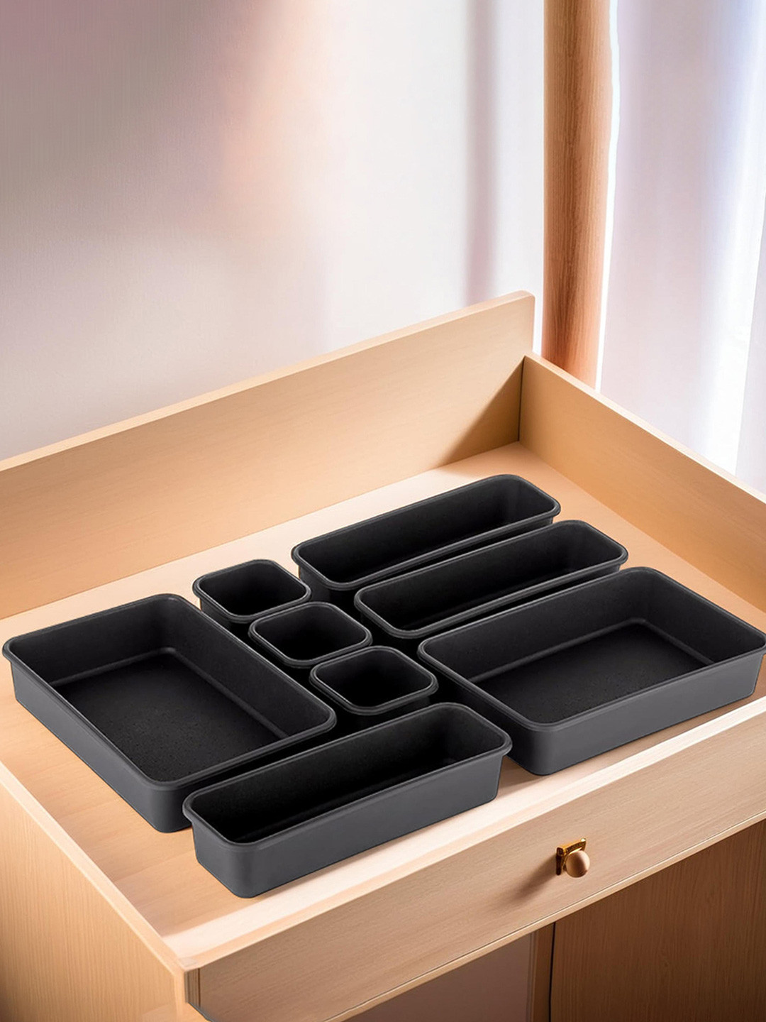 Kuber Industries Black 8 Pieces Reusable Desk Organiser Organisers