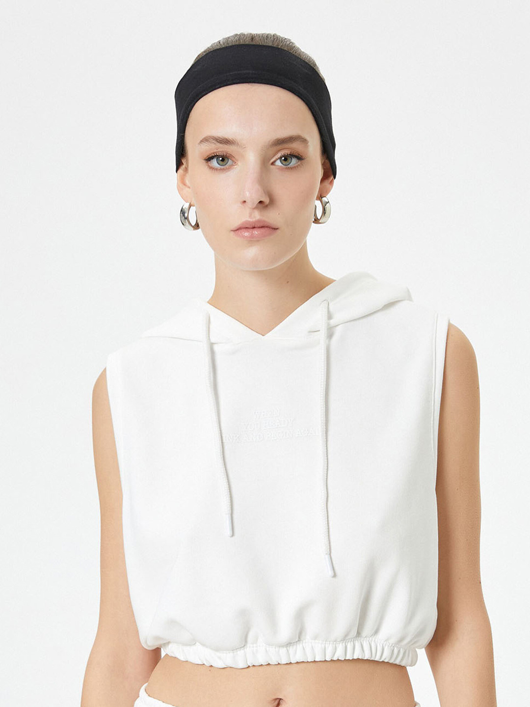 Koton Hooded Sleeveless Cropped Pullover