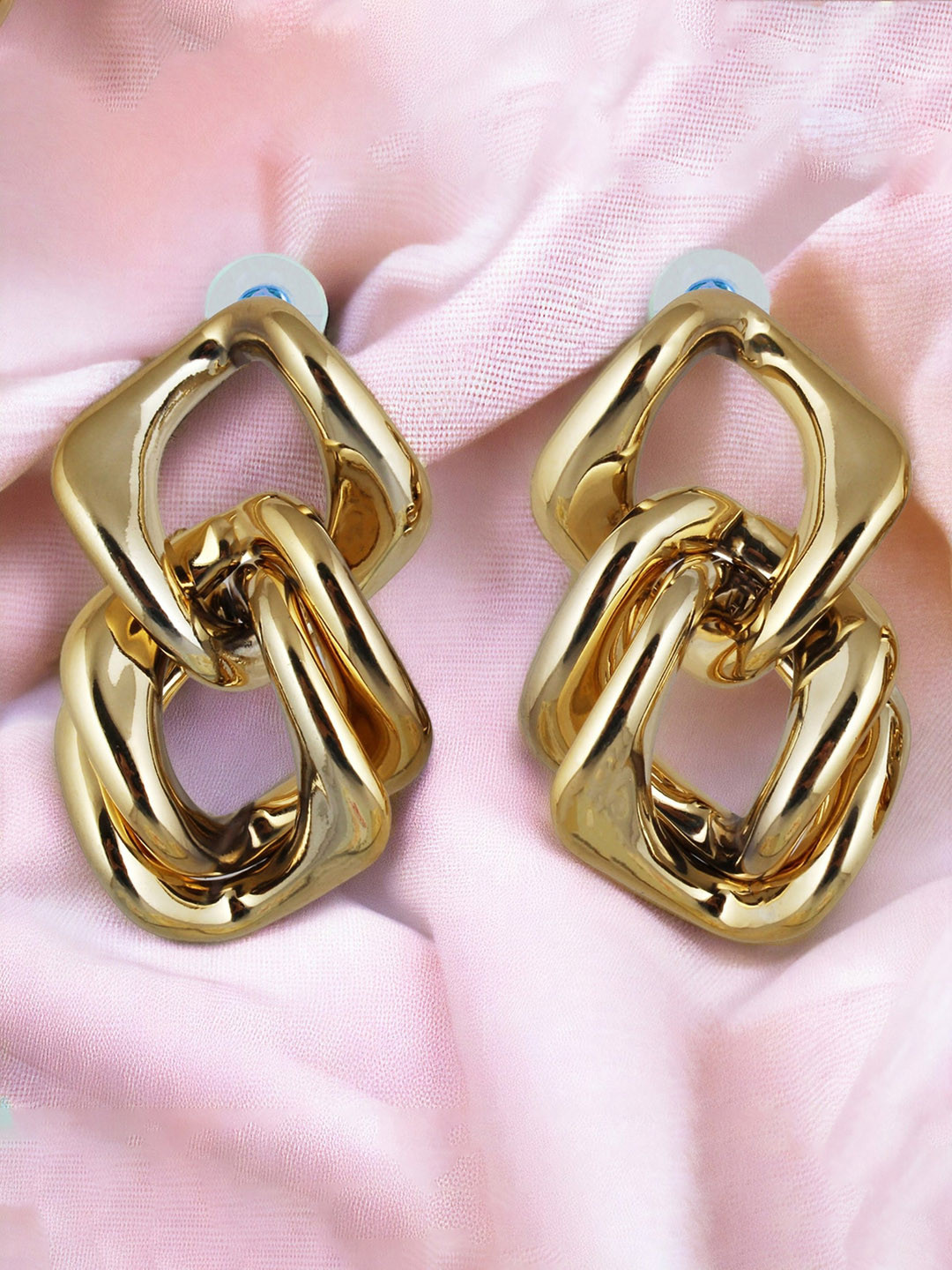 LUCKY JEWELLERY 18k Gold Plated Twisted Contemporary Drop Earrings