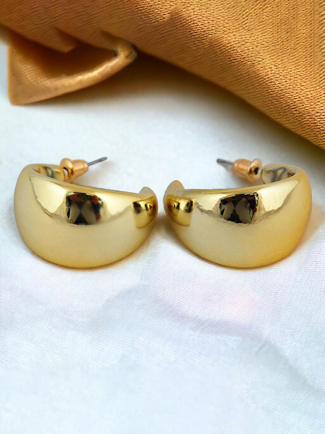 LUCKY JEWELLERY Gold-Plated Contemporary Half Hoop Earrings