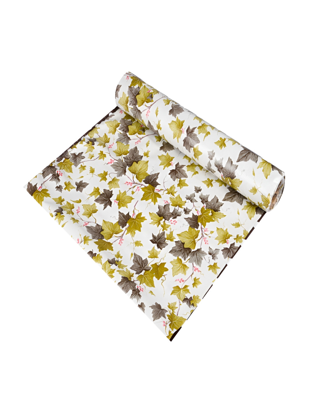 Kuber Industries White & Green Floral Printed Cabinet Shelf Liner