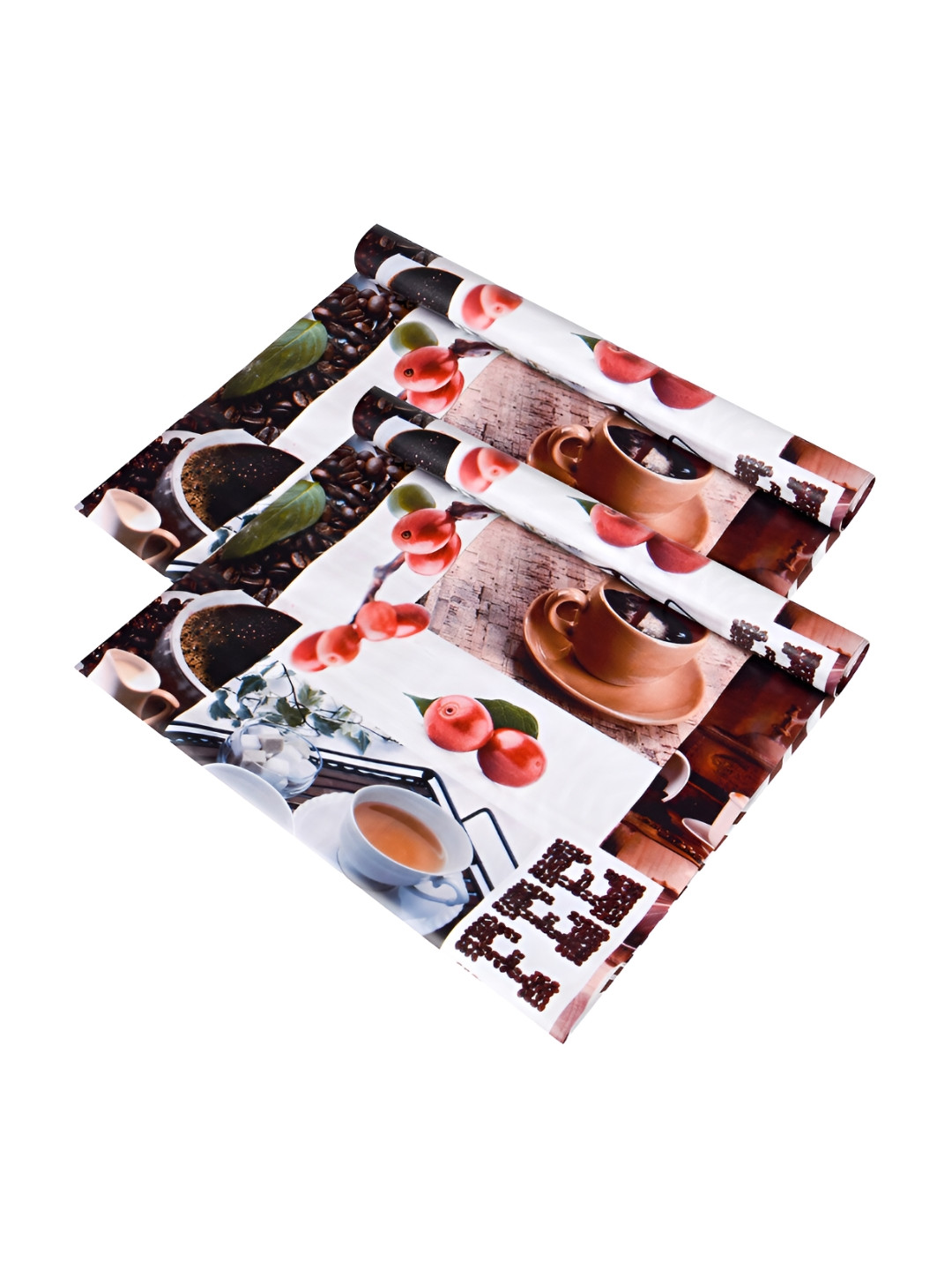 Kuber Industries White & Coffee Brown 2 Pieces Printed Shelf Liner