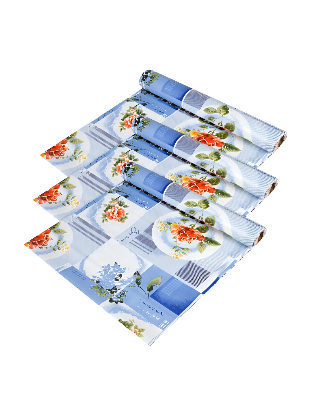 Kuber Industries Blue & Green 3 Pcs Printed Shelf Liner