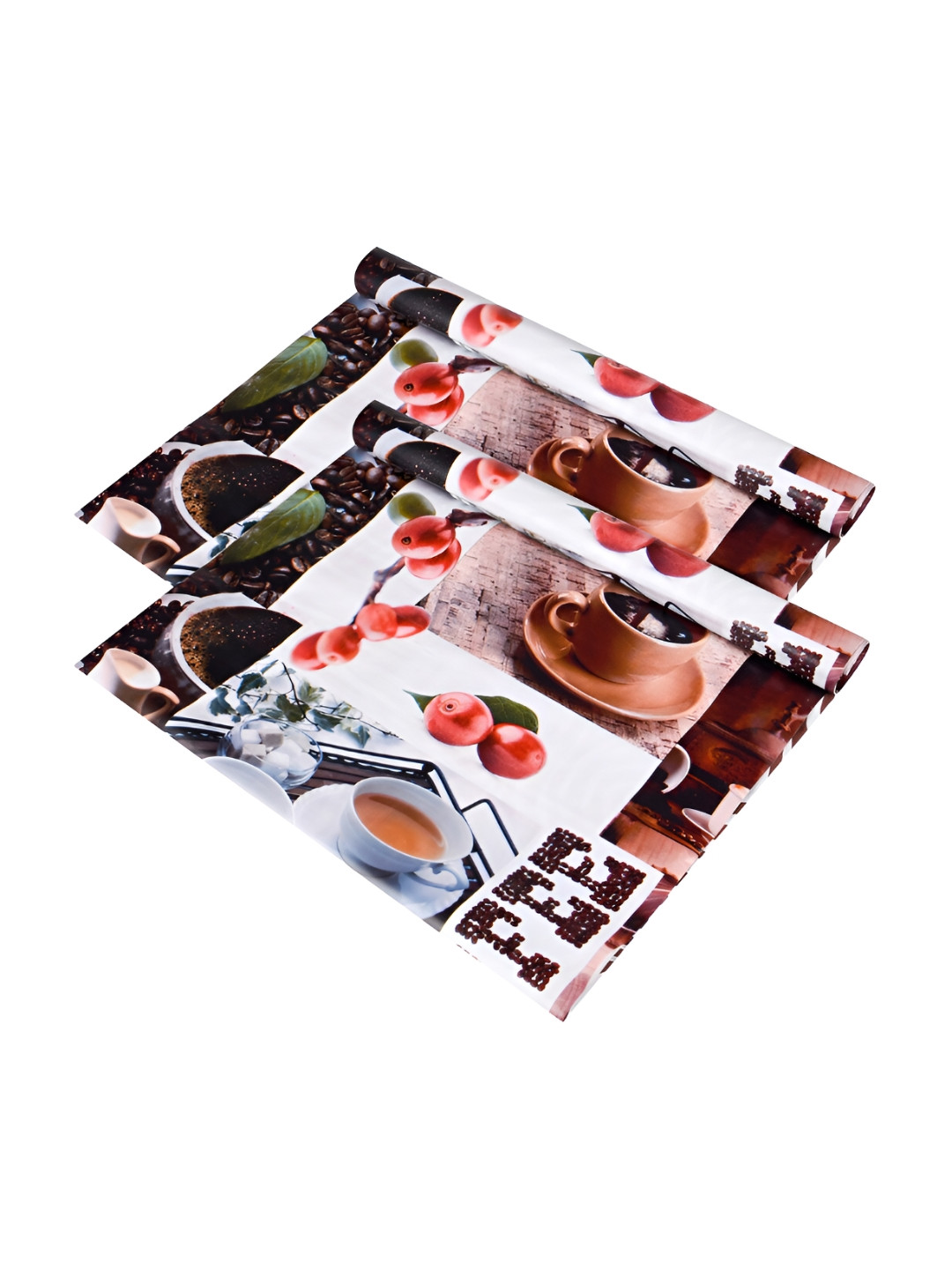 Kuber Industries Coffee Brown 2 Pieces Cup-Design Cabinet Shelf Liner Organisers