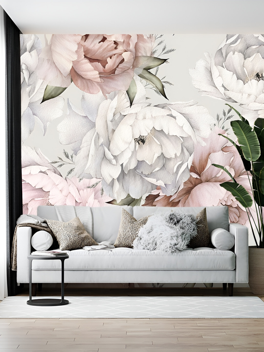British Terminal White Floral and Botanical Printed Self-Adhesive Wallpaper