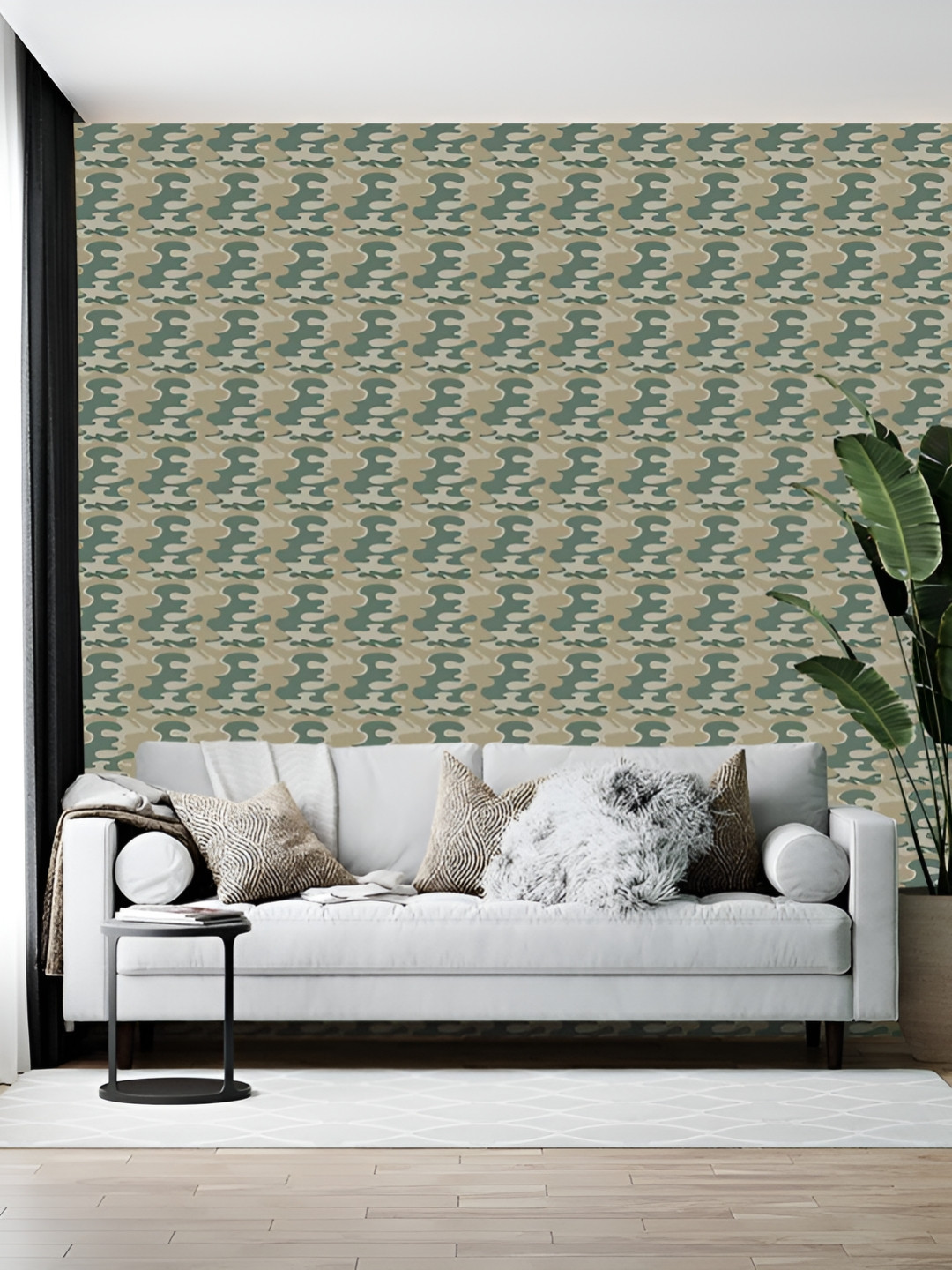 British Terminal Olive Green Abstract Printed Self-Adhesive Wallpaper
