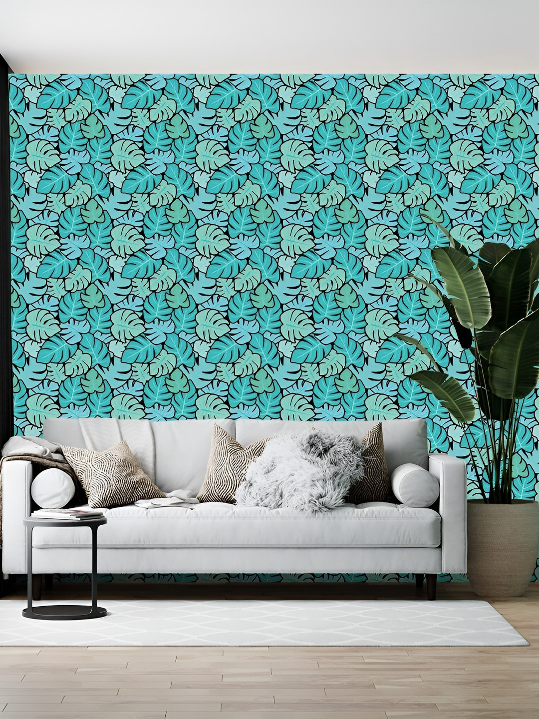 British Terminal Green Floral Printed Self-Adhesive Wallpaper