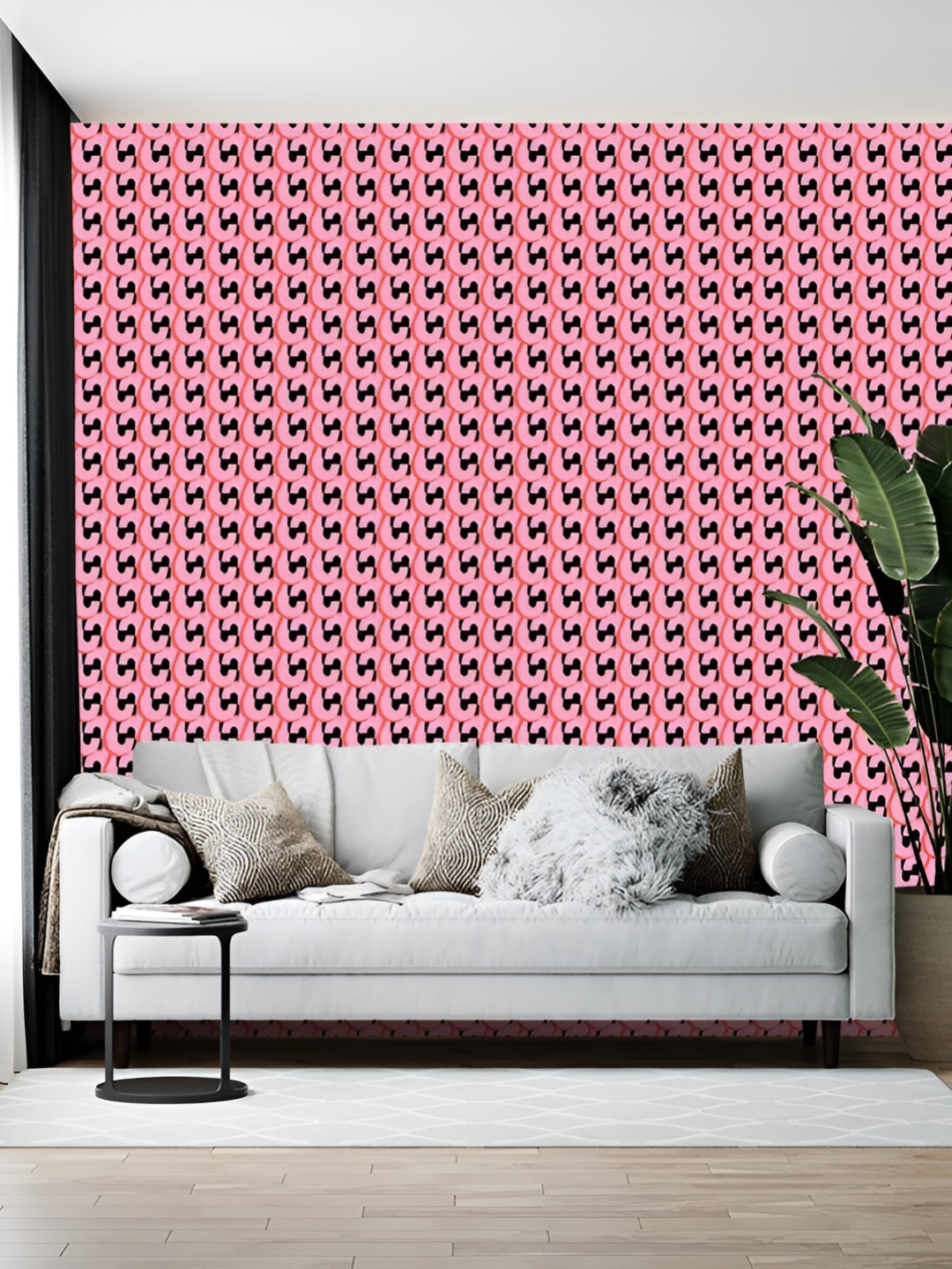 British Terminal Pink & Blue Abstract Printed Self-Adhesive Wallpaper