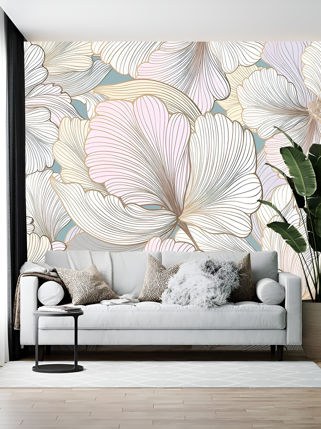 British Terminal White & Brown Floral Self-Adhesive Water-Resistant Wallpaper