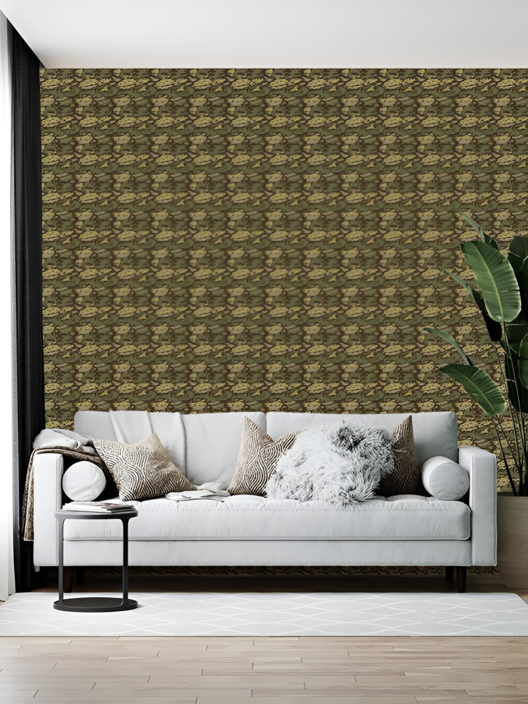 British Terminal Green & Olive Green Printed Self-Adhesive Wallpaper