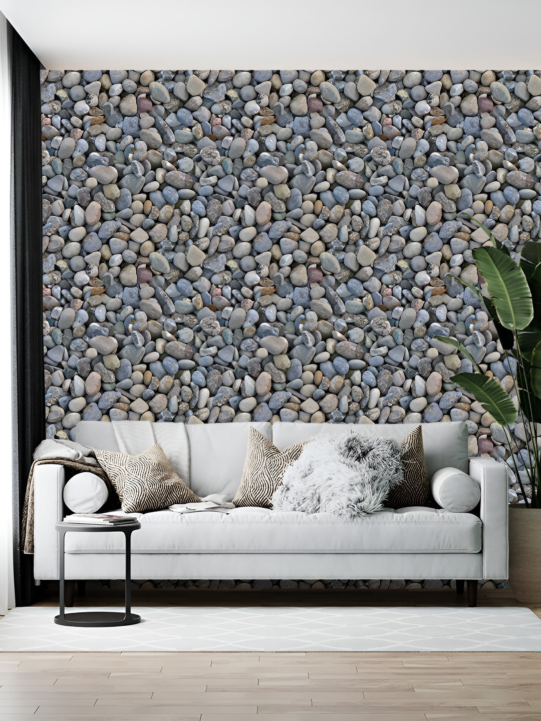 British Terminal Blue & Beige Abstract Printed Wallpaper Sticker