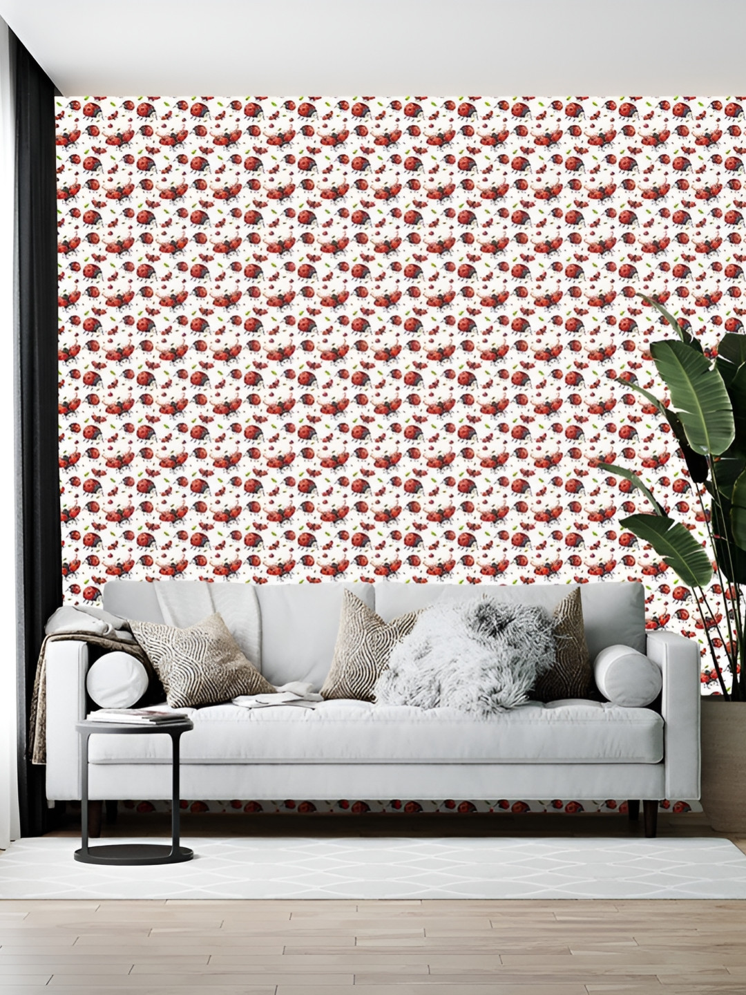 British Terminal White & Red Animals Printed Self Adhesive Wall Sticker
