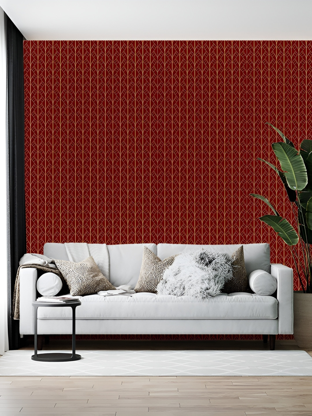 British Terminal Red & Yellow Abstract Printed Wall Wallpaper