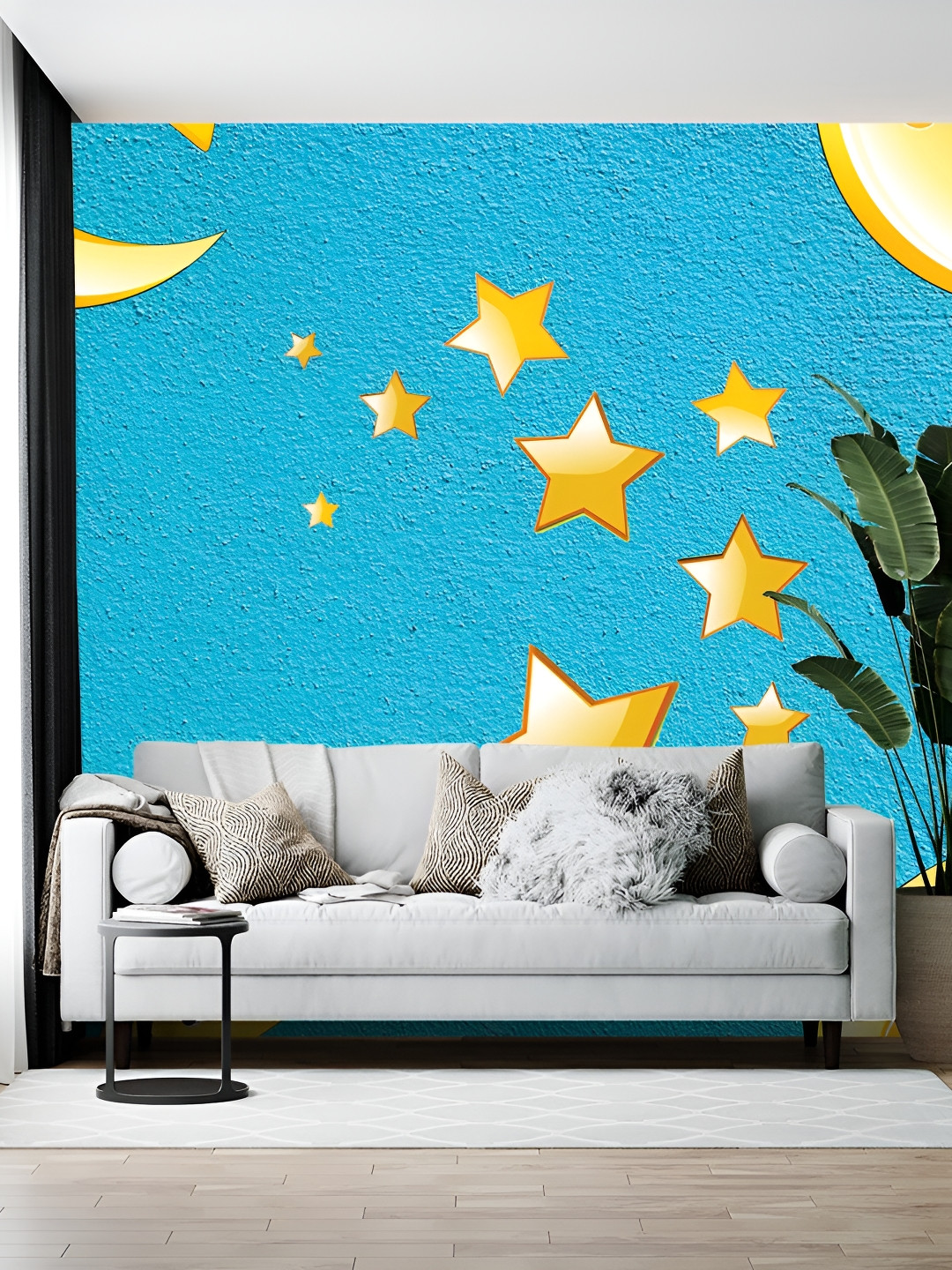 British Terminal Turquoise Blue & Yellow Printed Self-Adhesive Wall Sticker